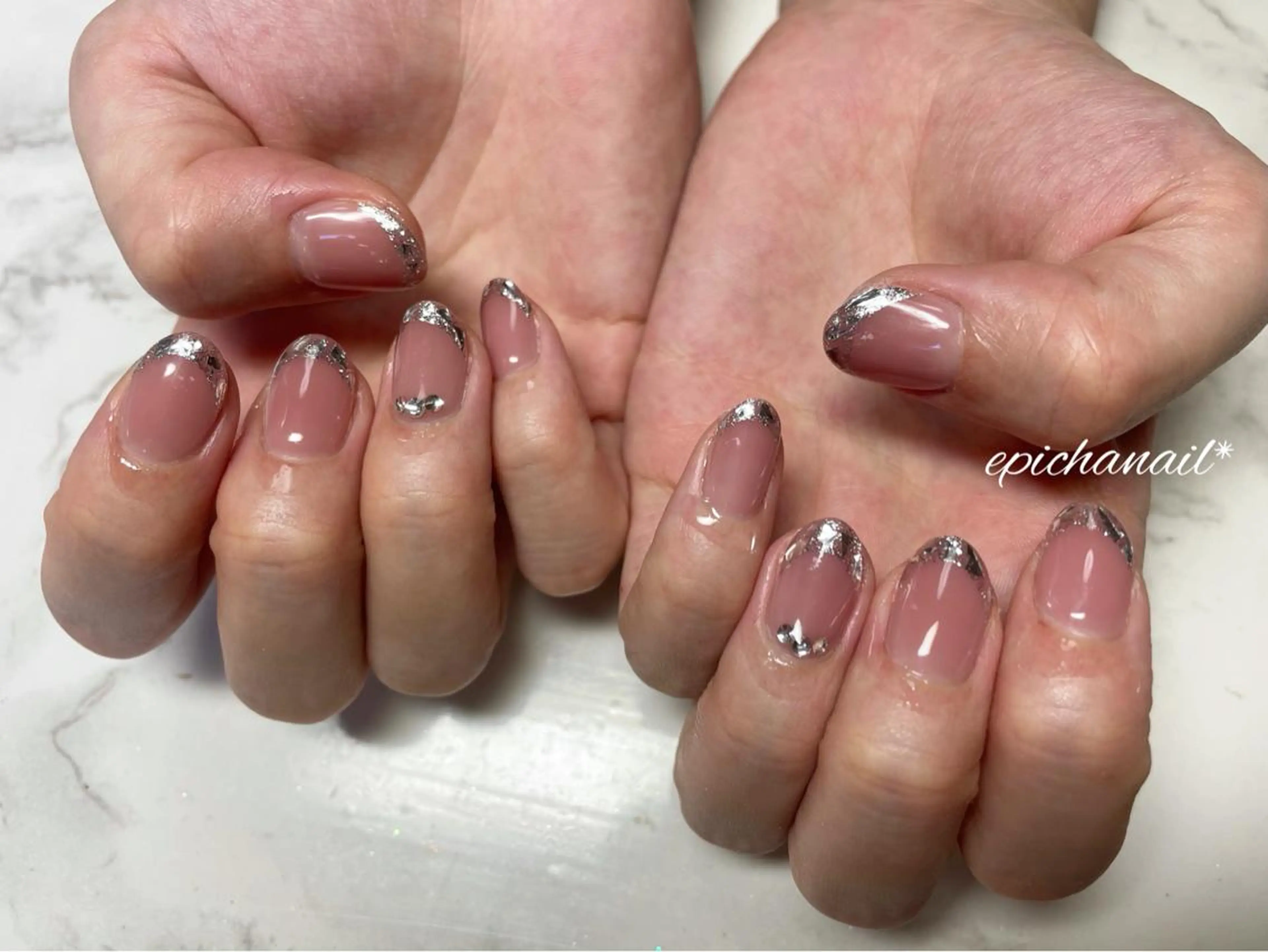 ネイル フレンチネイル ガラスフレンチ EPICHA NAILのネイルデザイン