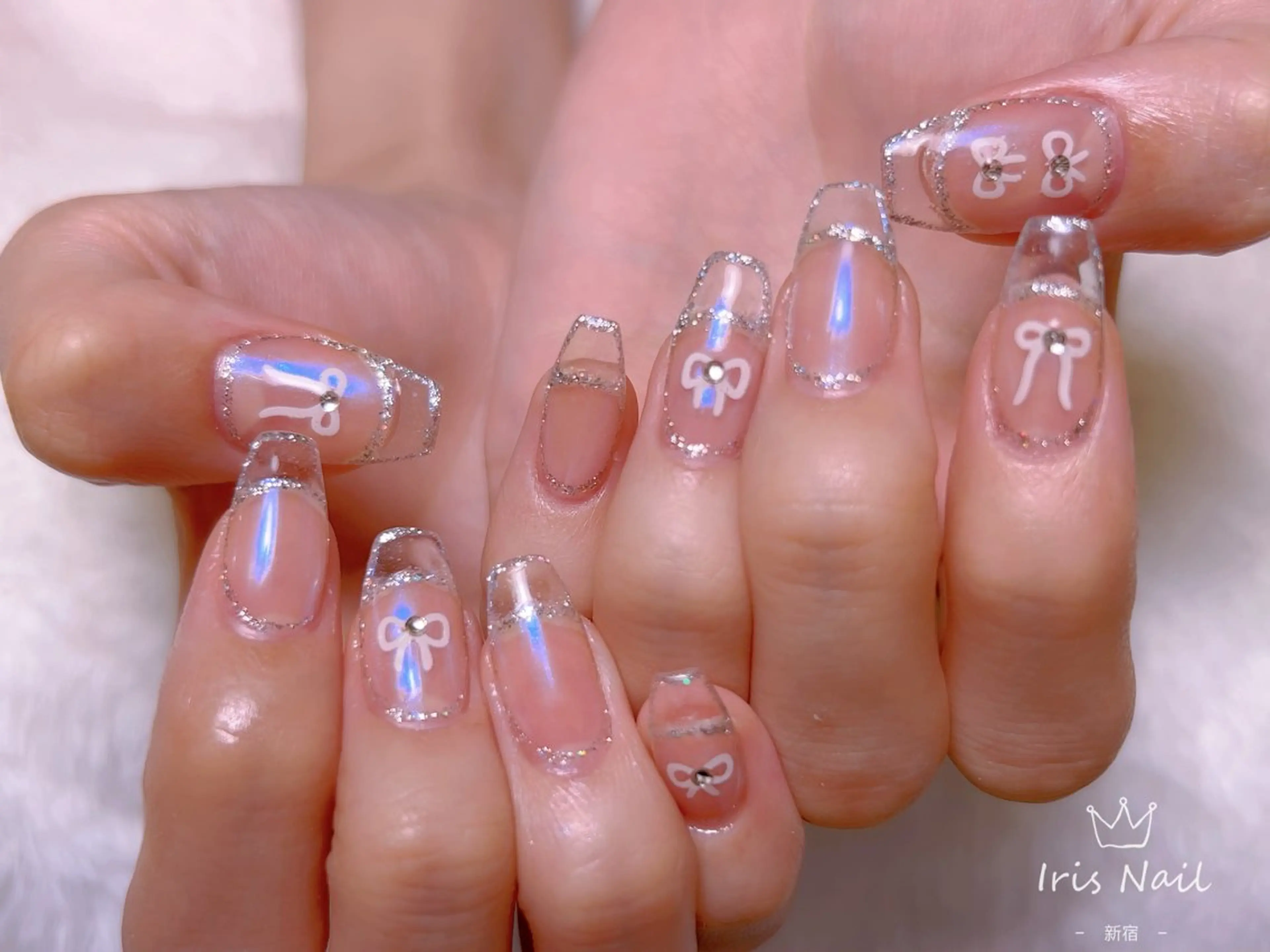 ネイル フレンチネイル ジェルネイル グラデーション 韓国ネイル マグネットネイル ハンドネイル 【長さ出し】 IRIS NAILのネイルデザイン