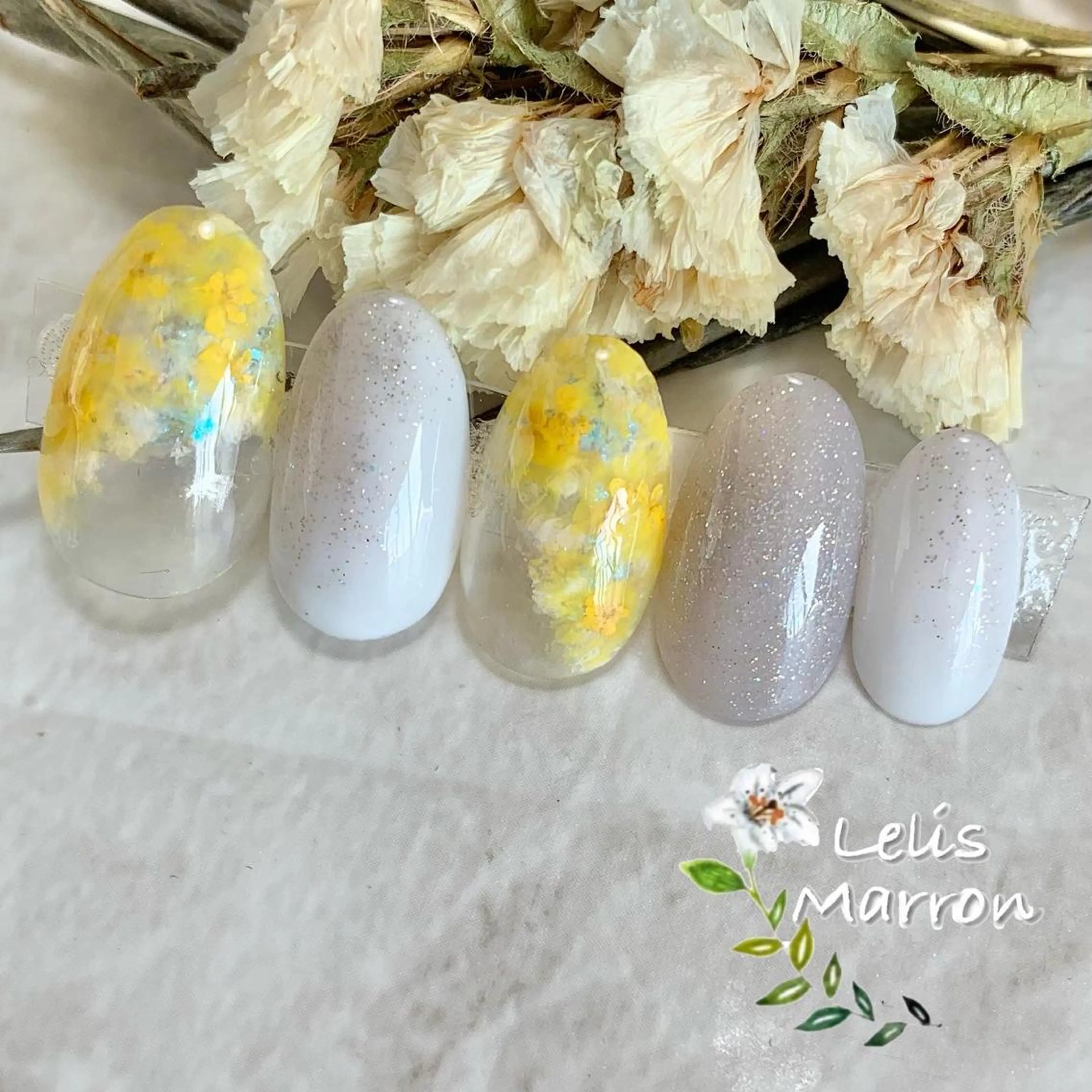 ネイル アートネイル フラワーネイル ニュアンスネイル 春ネイル ハンドネイル Lelis Marron所属・岸 侑李のネイルデザイン