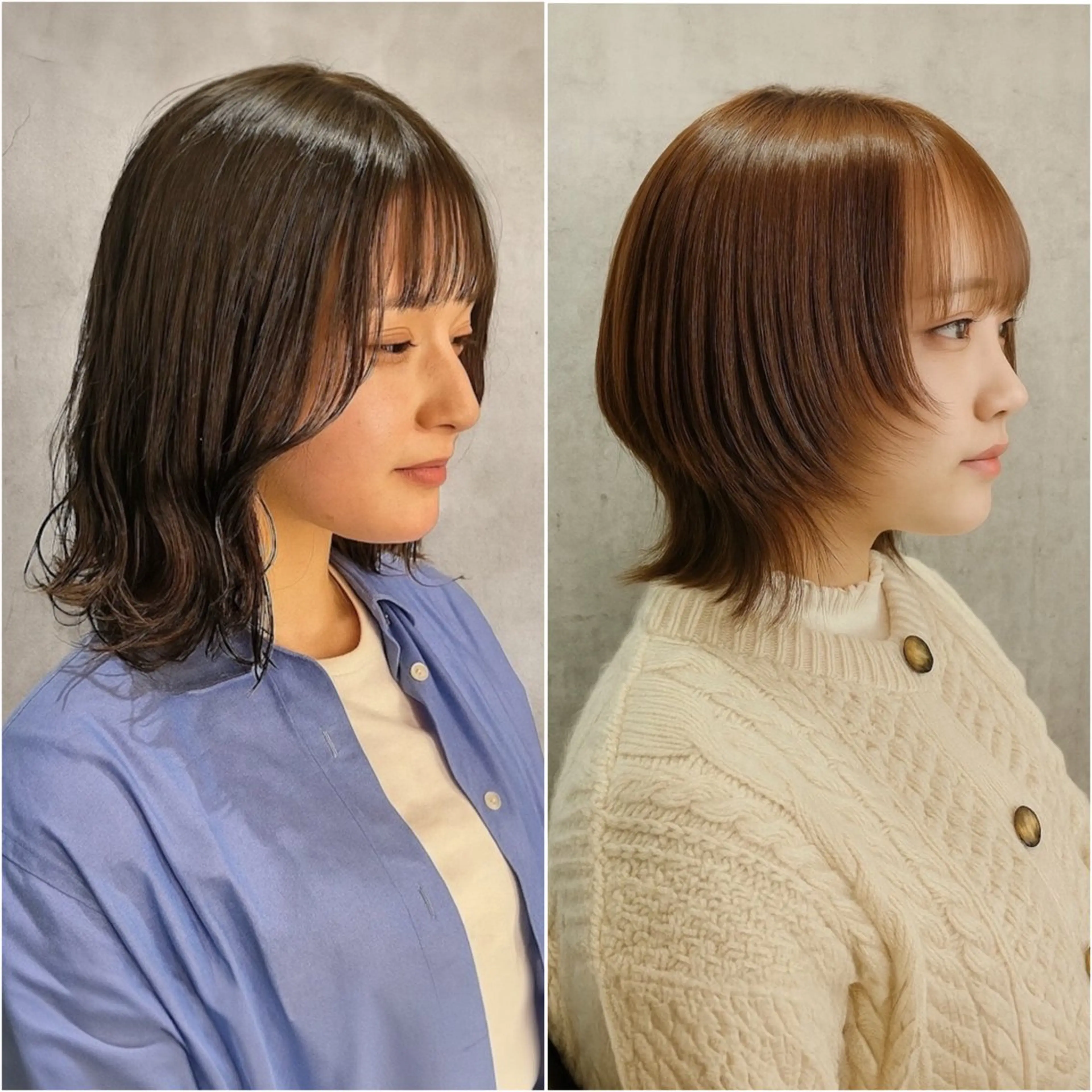 ミディアム カラー ブリーチ ボブ 髪質改善 レイヤーカット 縮毛矯正 カット ヘアカラー トリートメント 【nui 茨木】 🫧清水優🫧のヘアスタイル