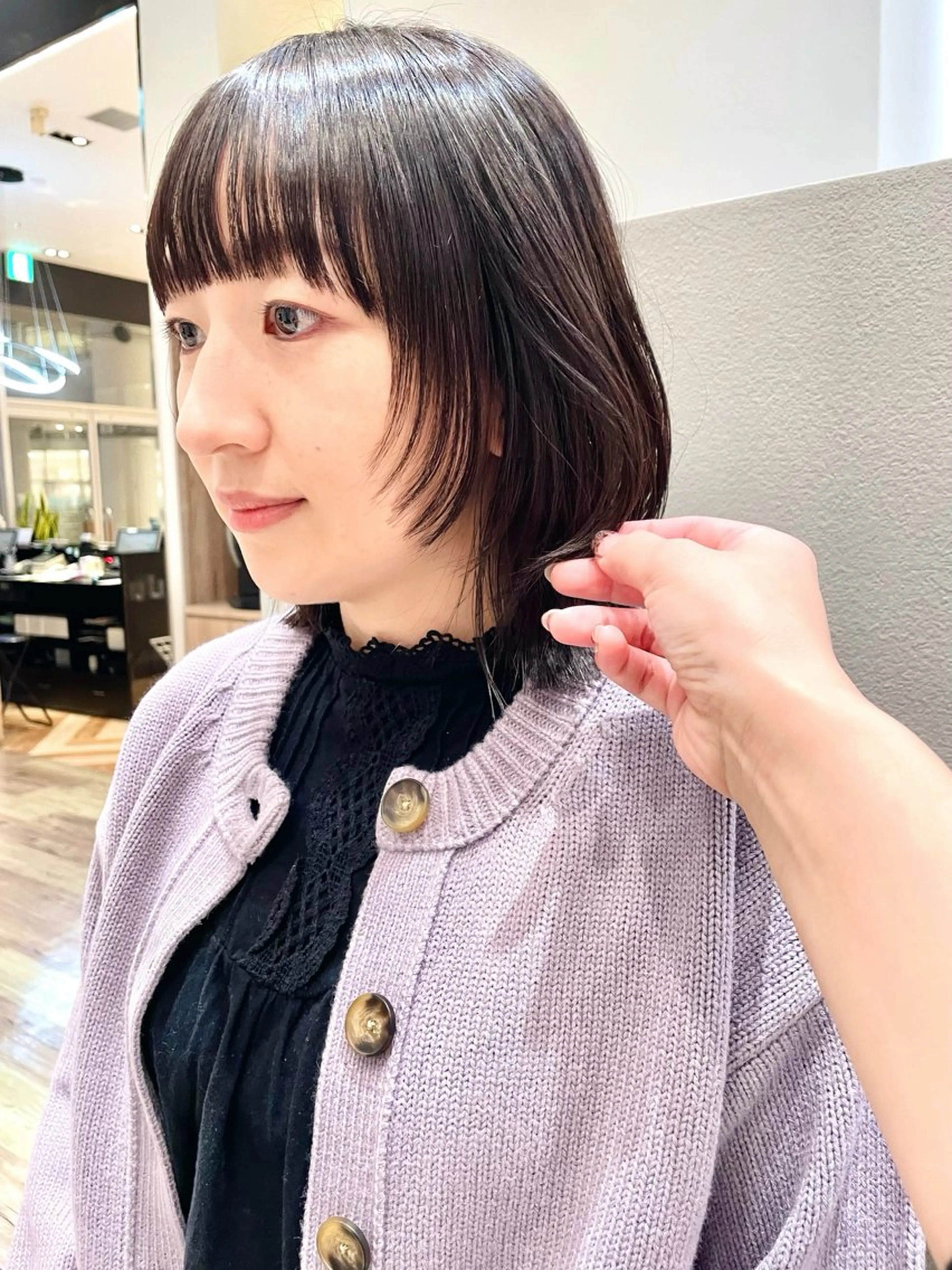 ミディアム カラー ブラウンカラー ダークブラウン 顔周りカット レイヤーカット ウルフカット BELLA/天王寺/ 似合わせ/木浦心のヘアスタイル