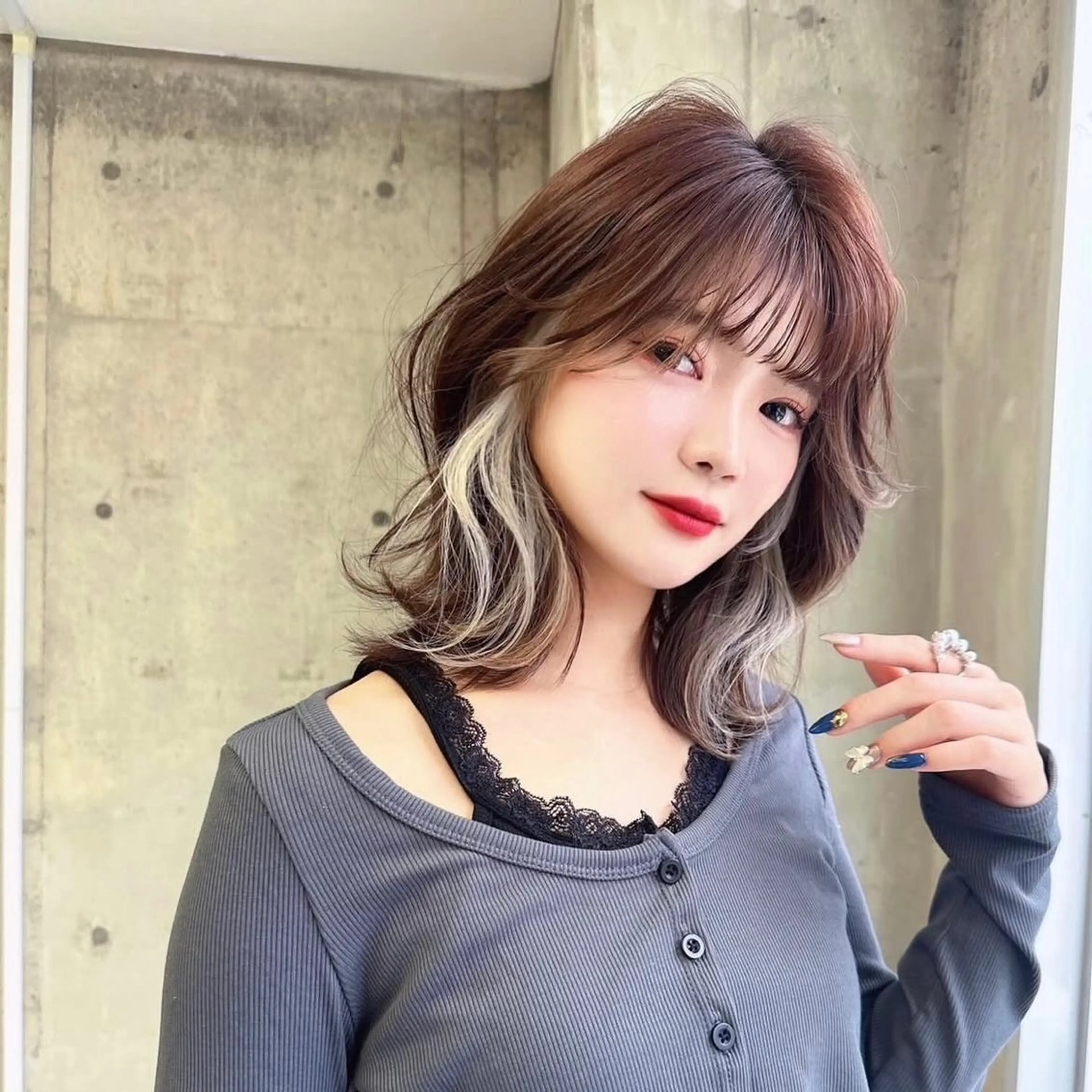 ロング 岡田準希/韓国/透明 感カラー/美髪矯正のヘアスタイル