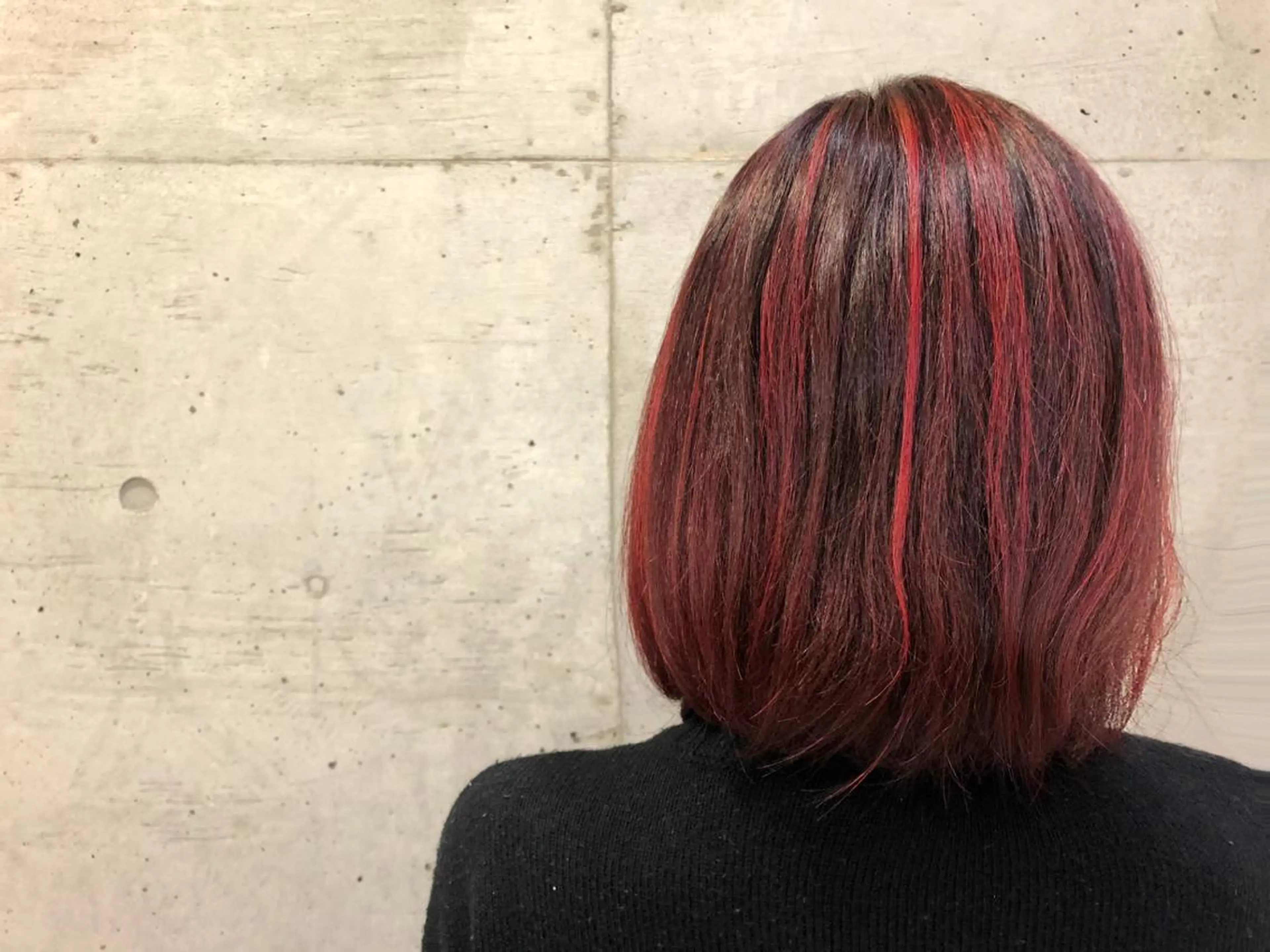 ミディアム カラー レッドカラー ボブ 大栗 佑也  髪質改善のヘアスタイル