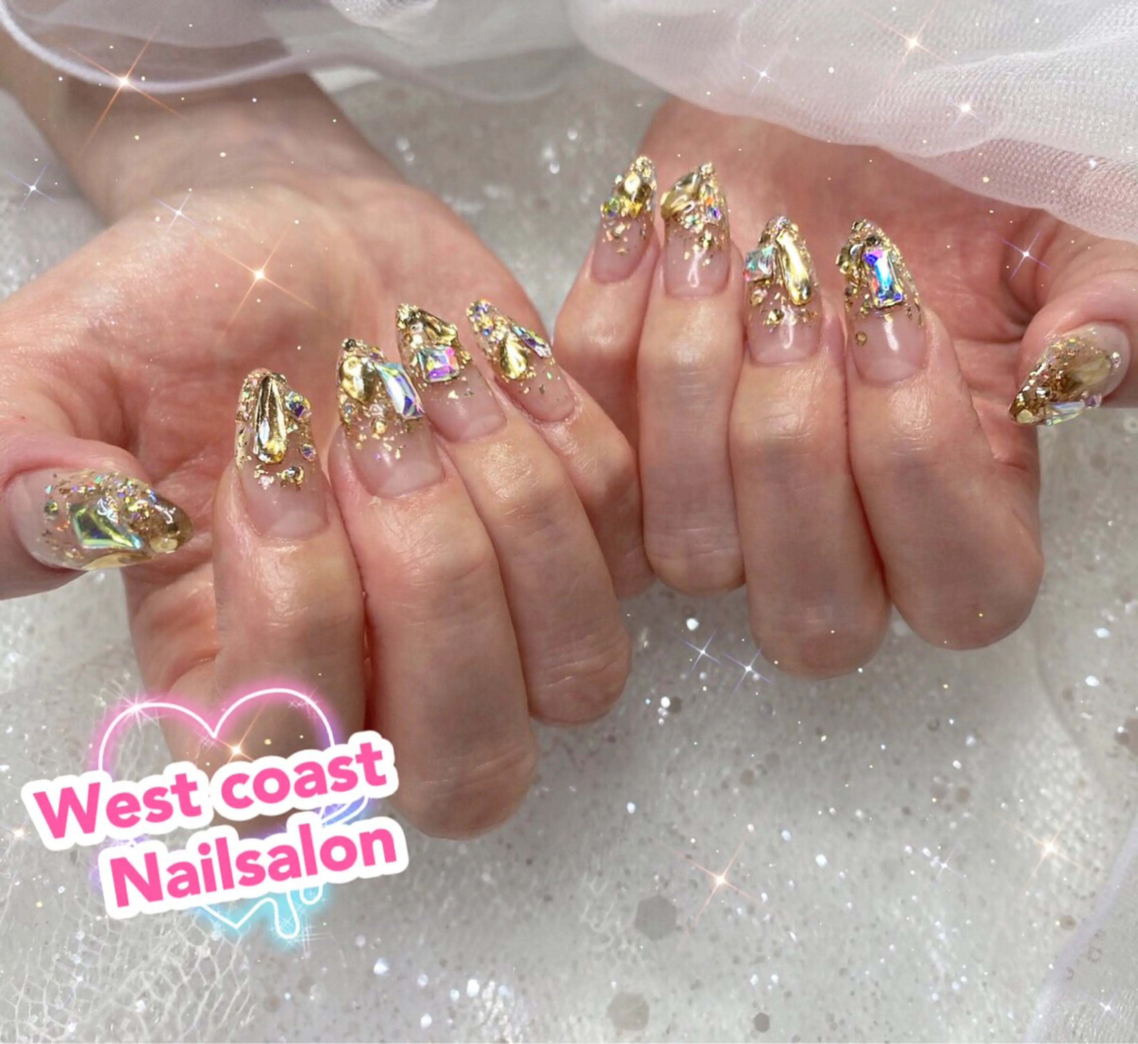 ネイル リボン、ガーリー パーツ放題専門店のネイルデザイン