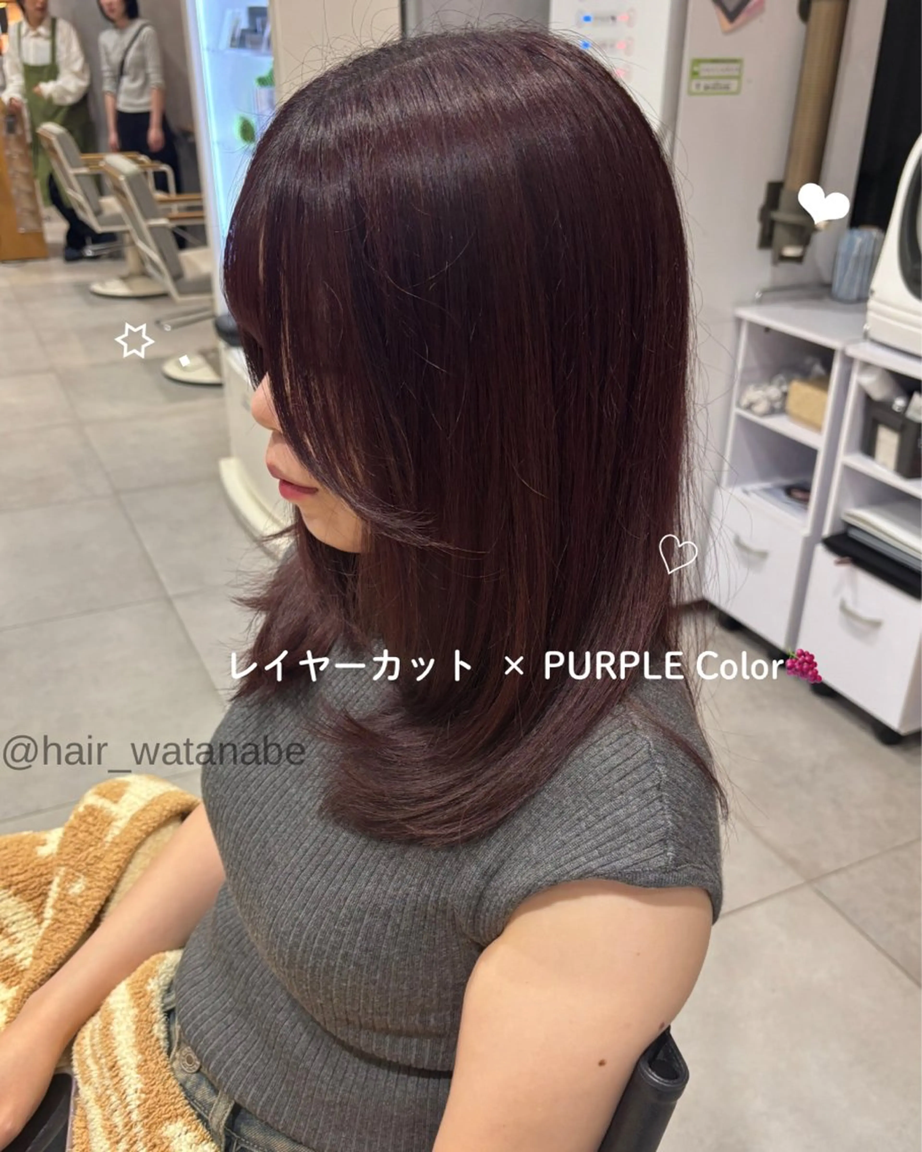 セミロング カラー ブリーチ ブリーチなしカラー ヘアカラー トリートメント 韓国hair ·͜· watanabeのヘアスタイル