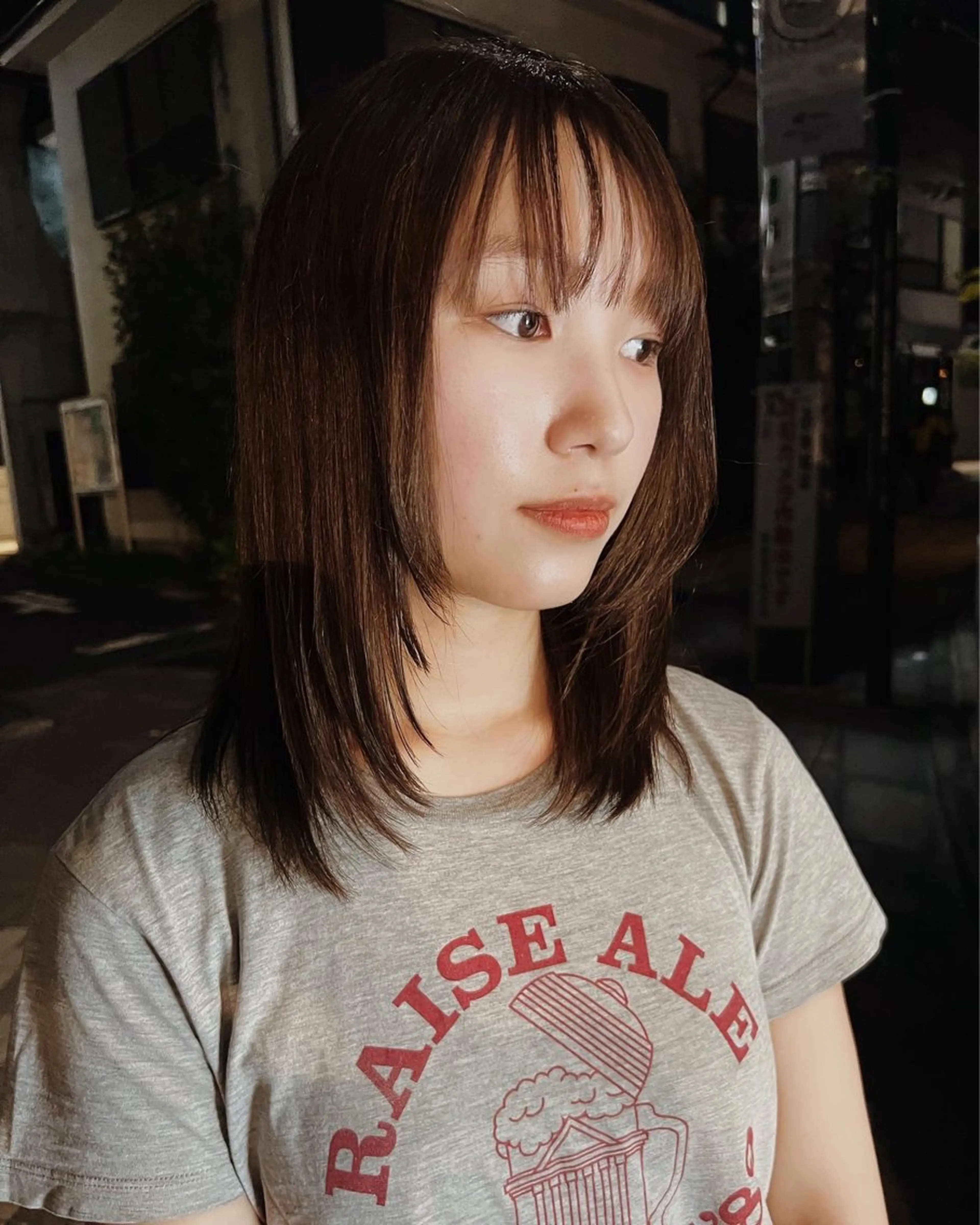 セミロング カラー パーマ ヘアアレンジ くびれヘア 顔まわりレイヤー 韓国風ヘア くびれレイヤー レイヤーカット ショートヘア原宿 fifth コシのヘアスタイル