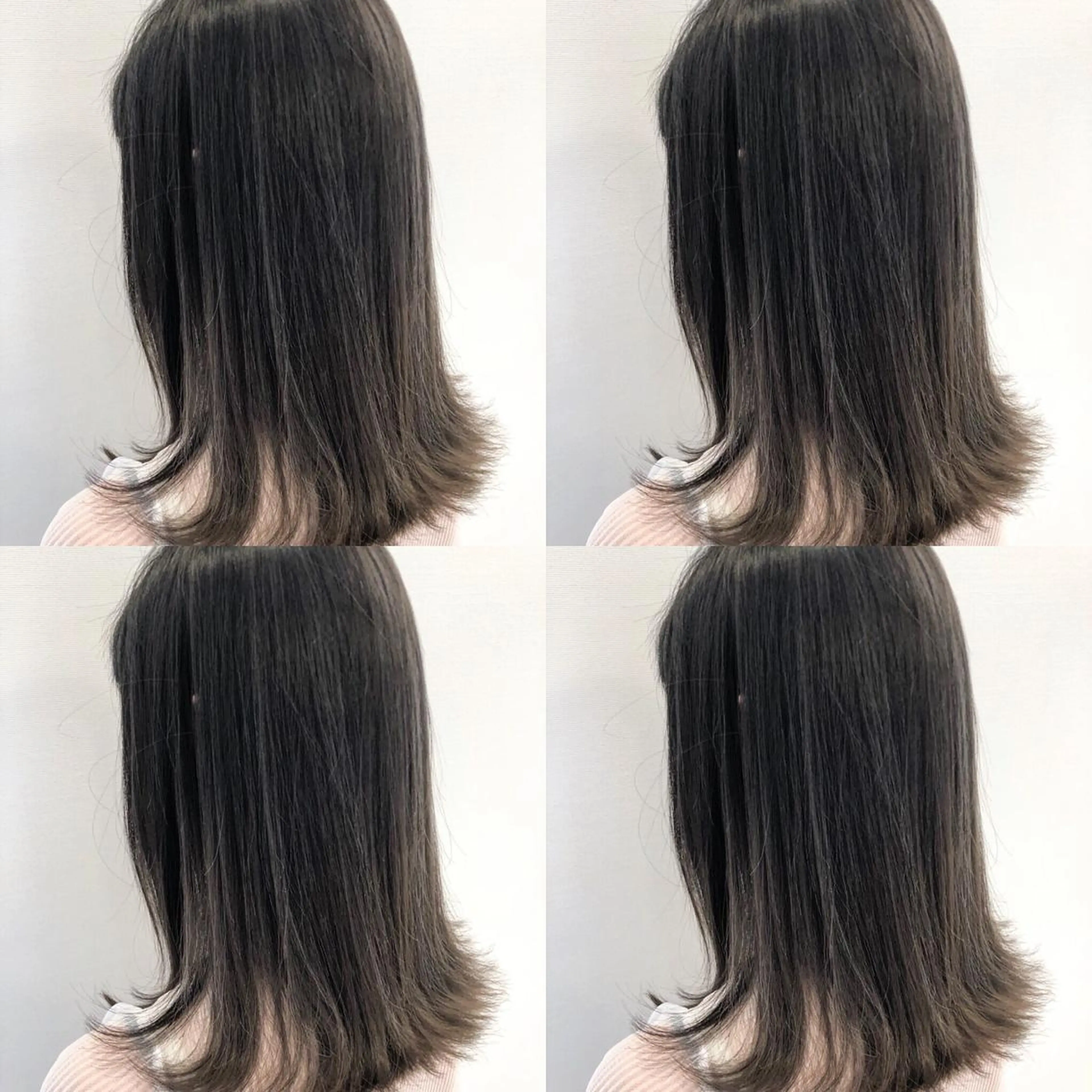 ミディアム カラー アッシュ バレイヤージュ ブリーチ グラデーションカラー グレージュ レイヤー/韓国/ 顔周り/しんやのヘアスタイル