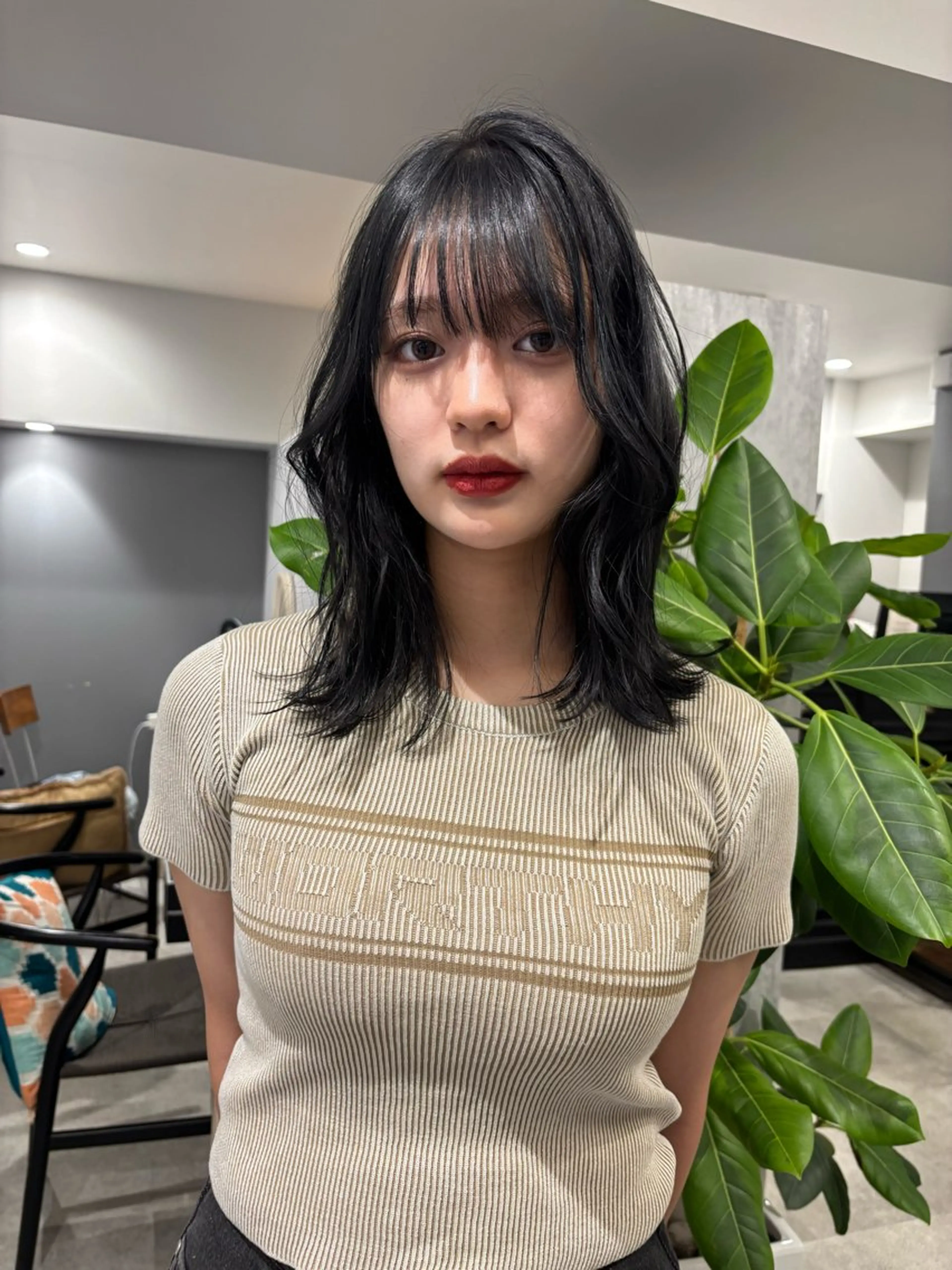 ミディアム カラー 透明感カラー ボブ くびれヘア カット ヘアカラー トリートメント RURI韓国ボブ 🇰🇷タッセルボブのヘアスタイル