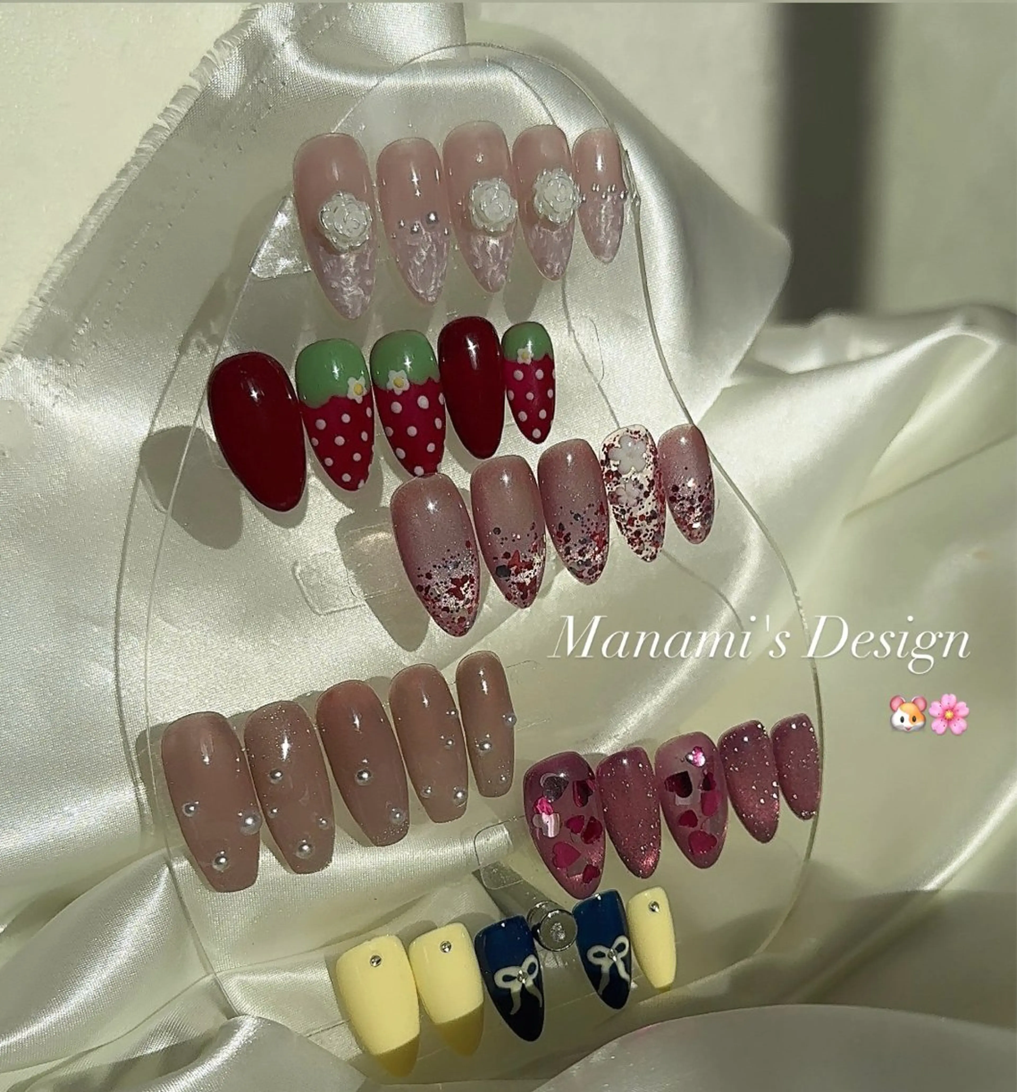 ネイル グラデーション ハート 韓国ネイル ピンク 春ネイル ハンドネイル MoanaNail Manamiのネイルデザイン