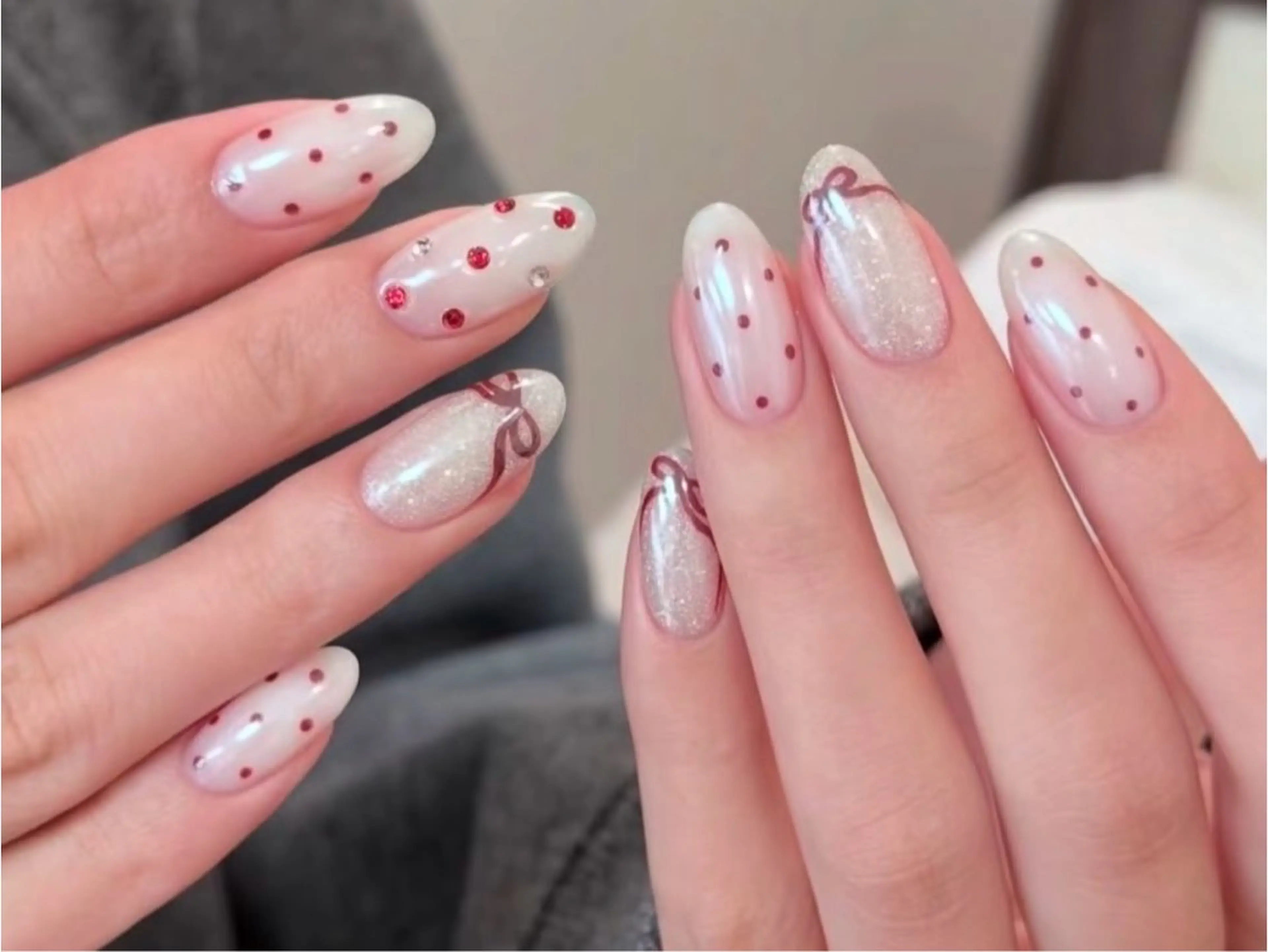 ネイル アートネイル オーロラネイル チークネイル フレンチネイル ガラスフレンチ ハンドネイル 🎀🎀YooLi Nail Salonのネイルデザイン
