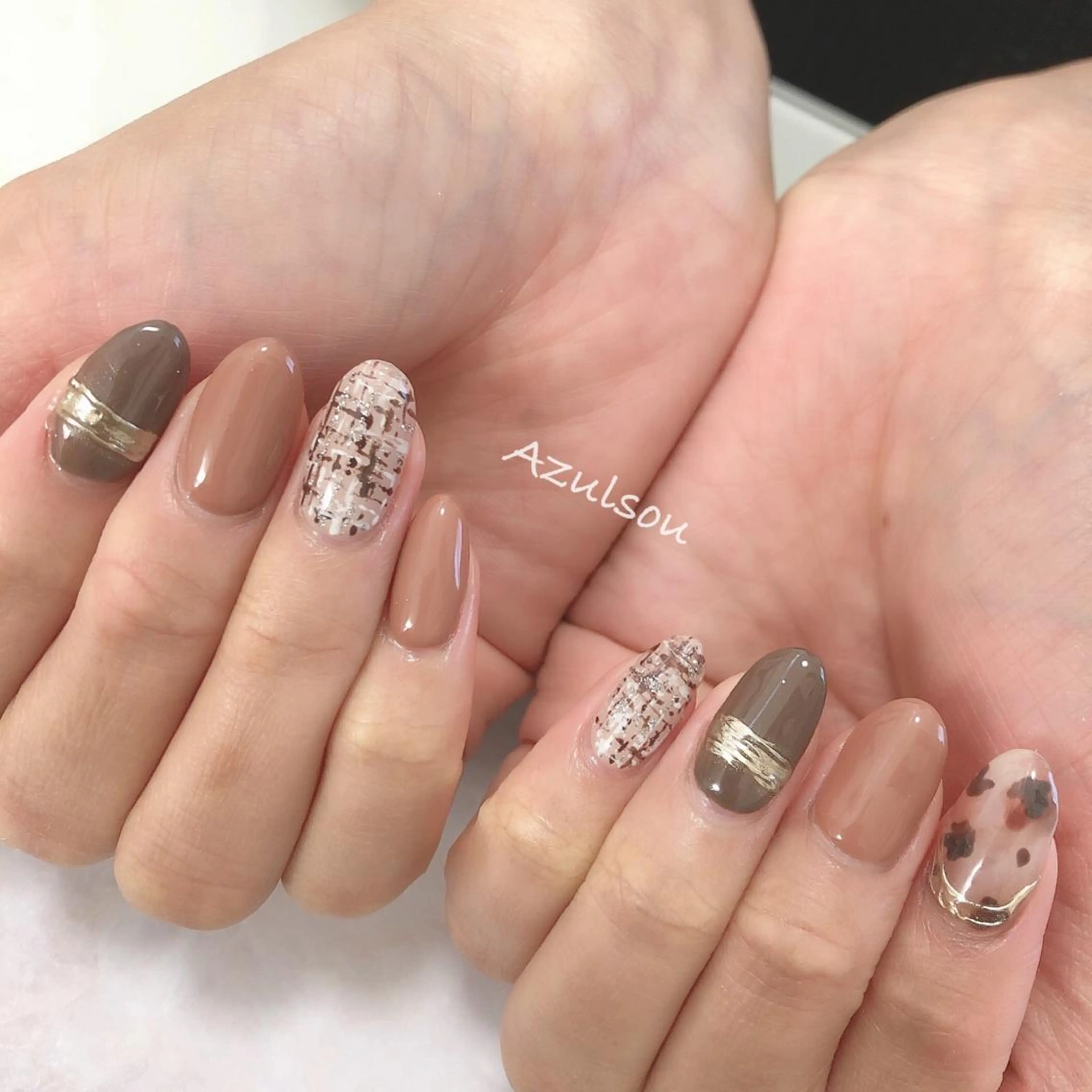 ネイル ジェルネイル 韓国ネイル ミラーネイル 持ち込み ニュアンスネイル Azulsou 廣川愛のネイルデザイン