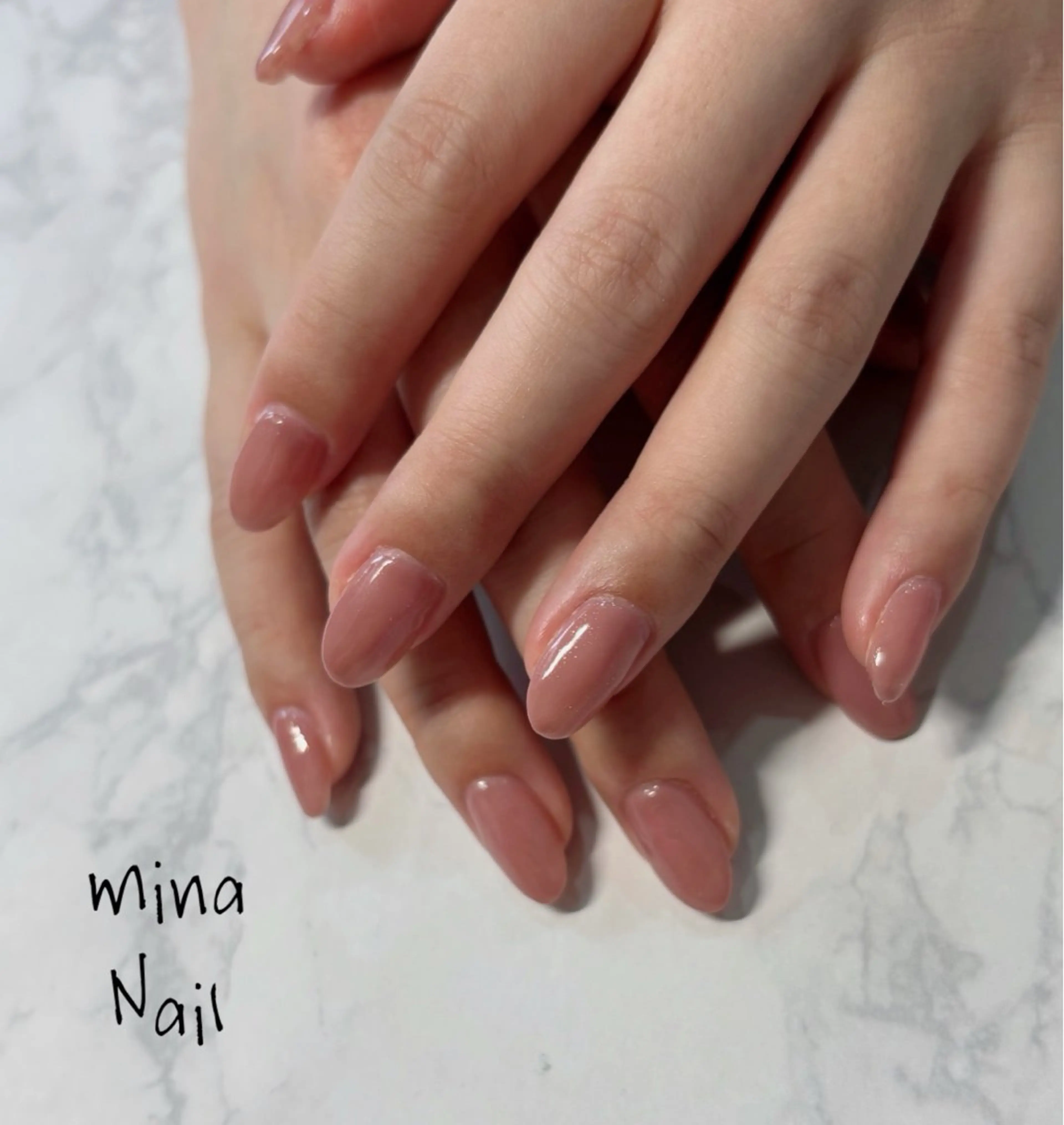 ネイル ラメ(グリッター) オフィスネイル ワンカラーネイル ピンク mina Nailのネイルデザイン