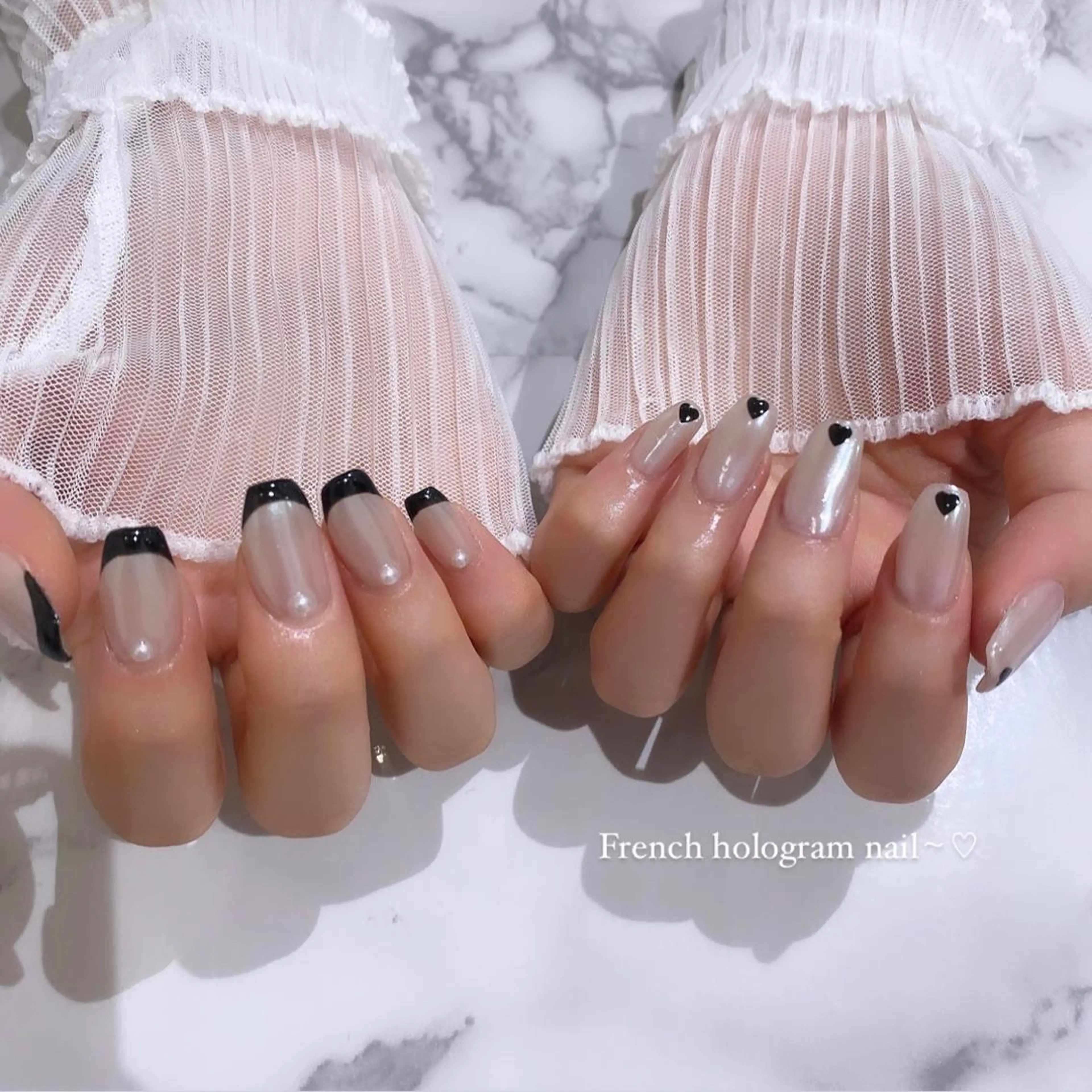 ネイル アートネイル フレンチネイル PLATINUM   DOLL【プラチナムドール】所属・ひろこ eyelist🎀のマツエク・マツパデザイン