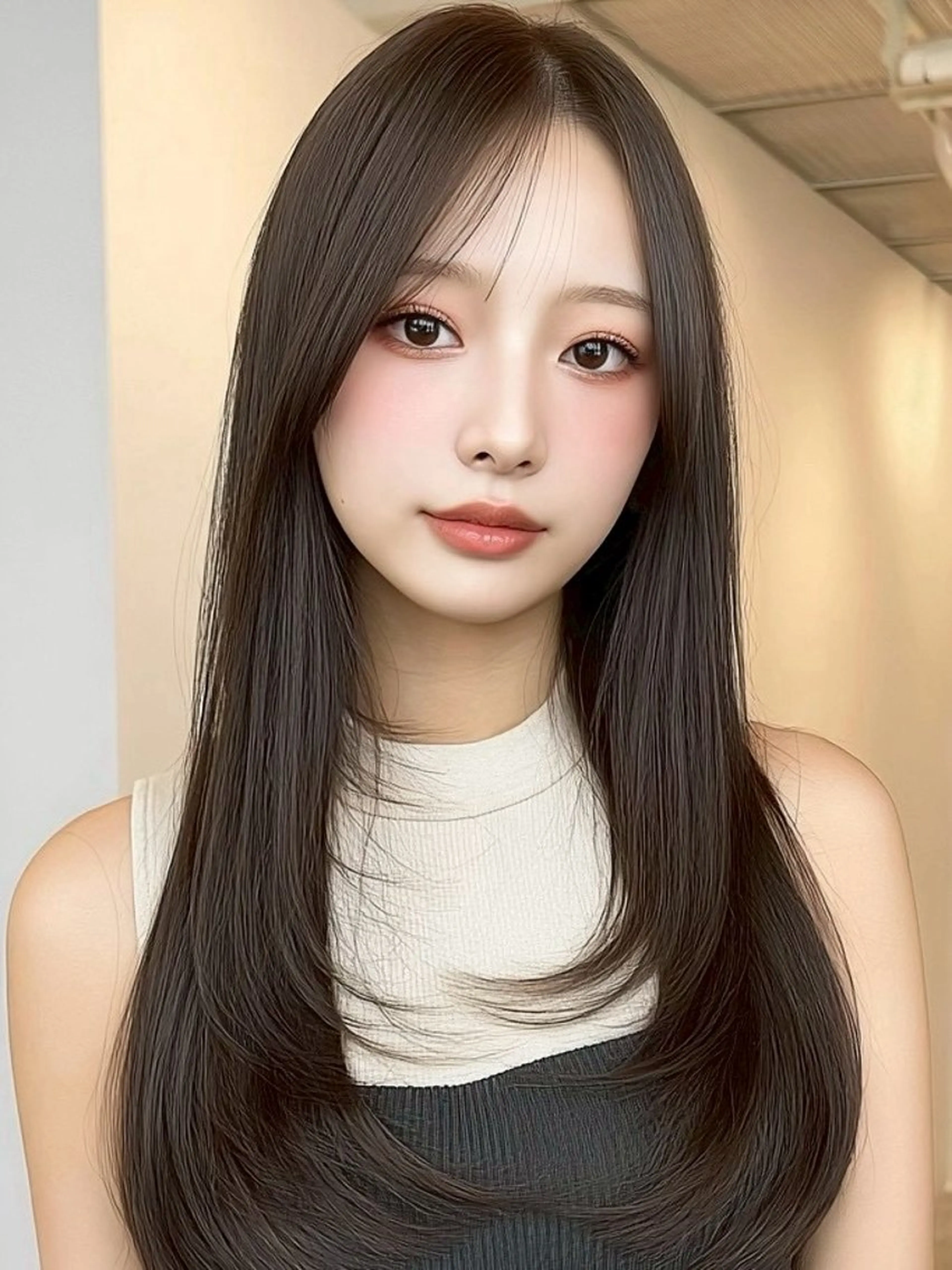 ロング カラー カット ヘアカラー トリートメント 💎透明感/韓国/ レイヤー/泉亮介💎のヘアスタイル