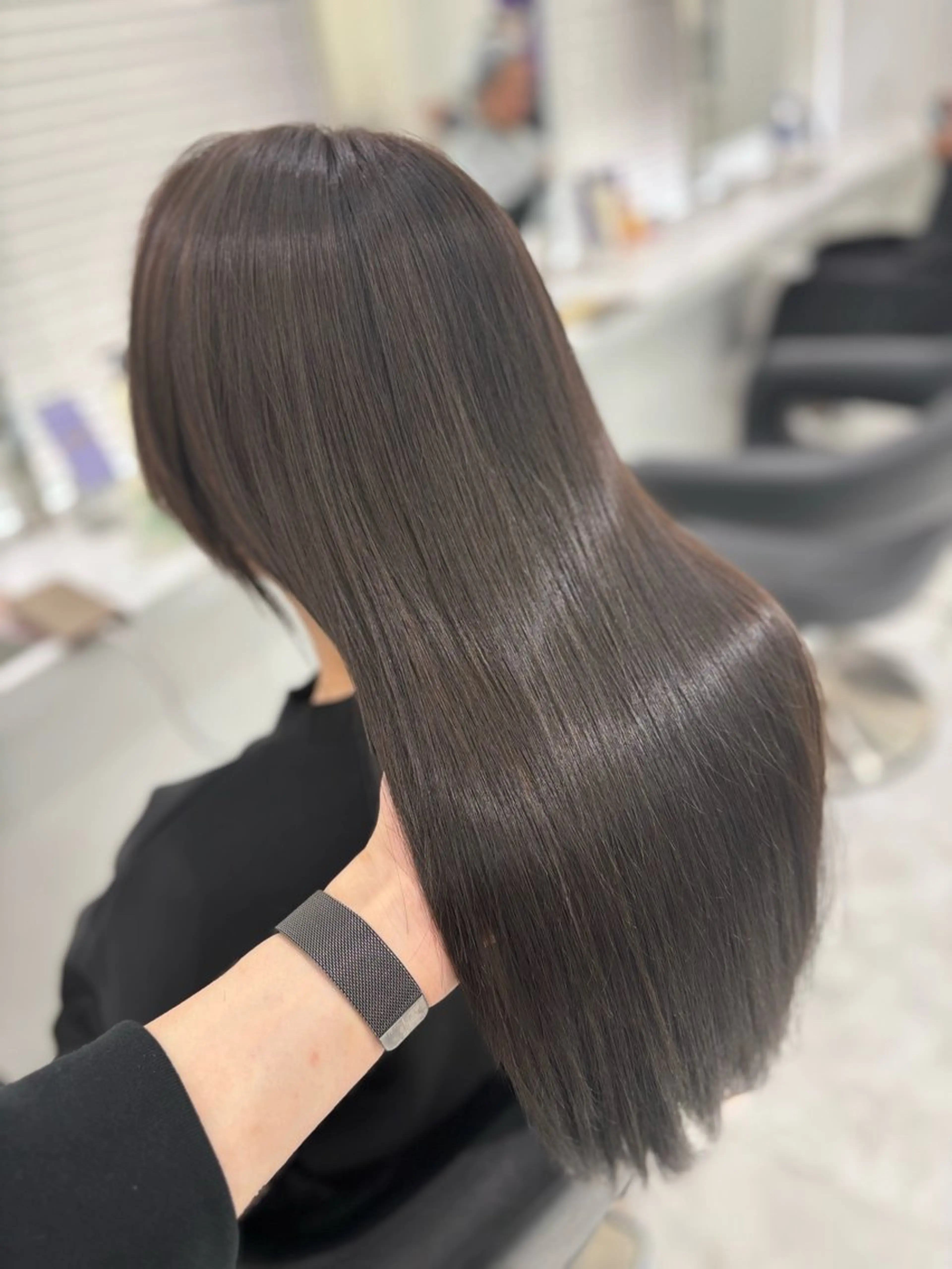 ロング カラー ヘアカラー トリートメント ヘッドスパ ヘアセット ブリーチなし透明感 ×縮毛矯正🤍ユウのヘアスタイル