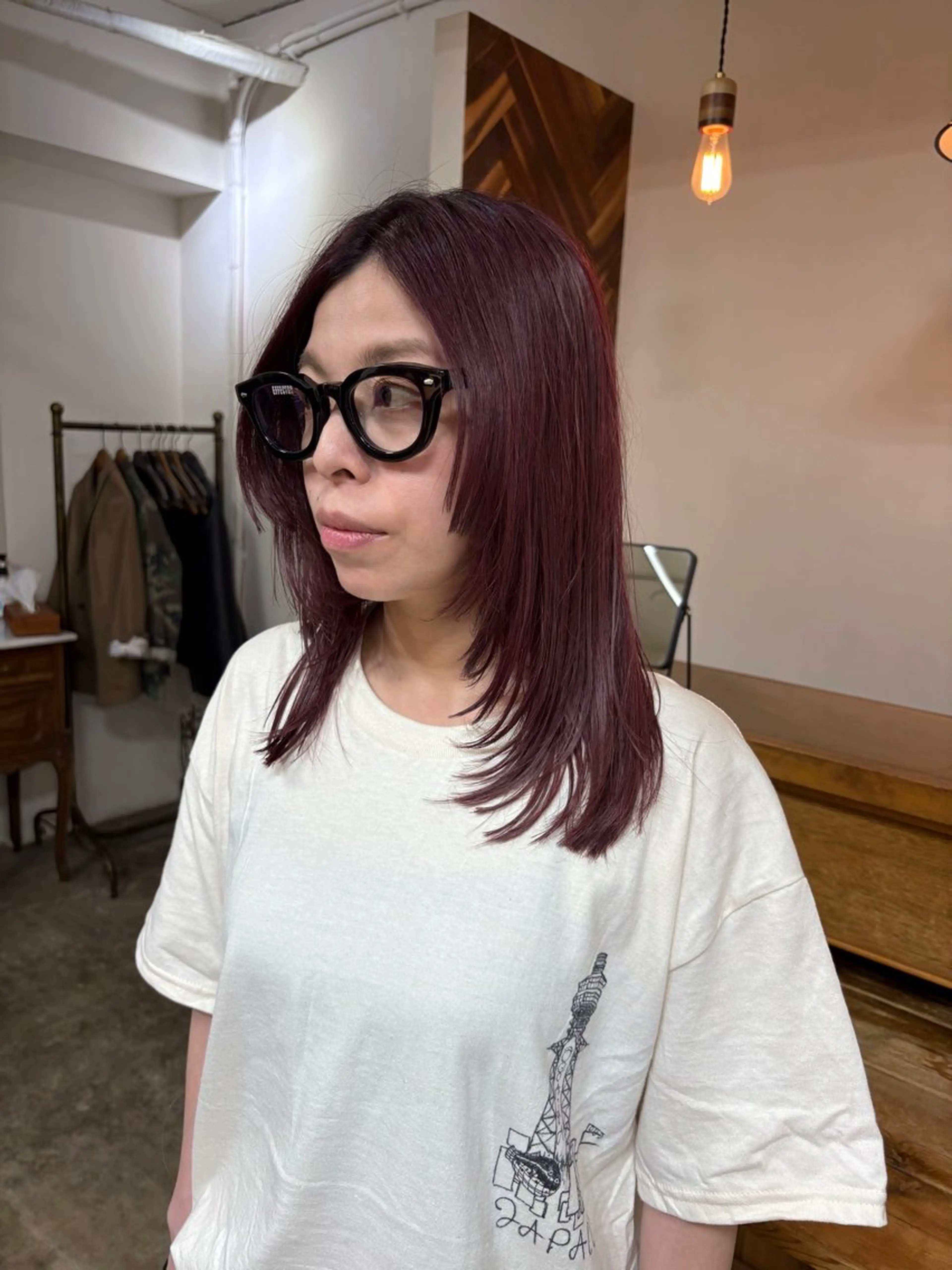 セミロング カラー ブリーチ ピンクカラー バイオレットカラー レイヤーカット カット ヘアカラー トリートメント takada kohのヘアスタイル