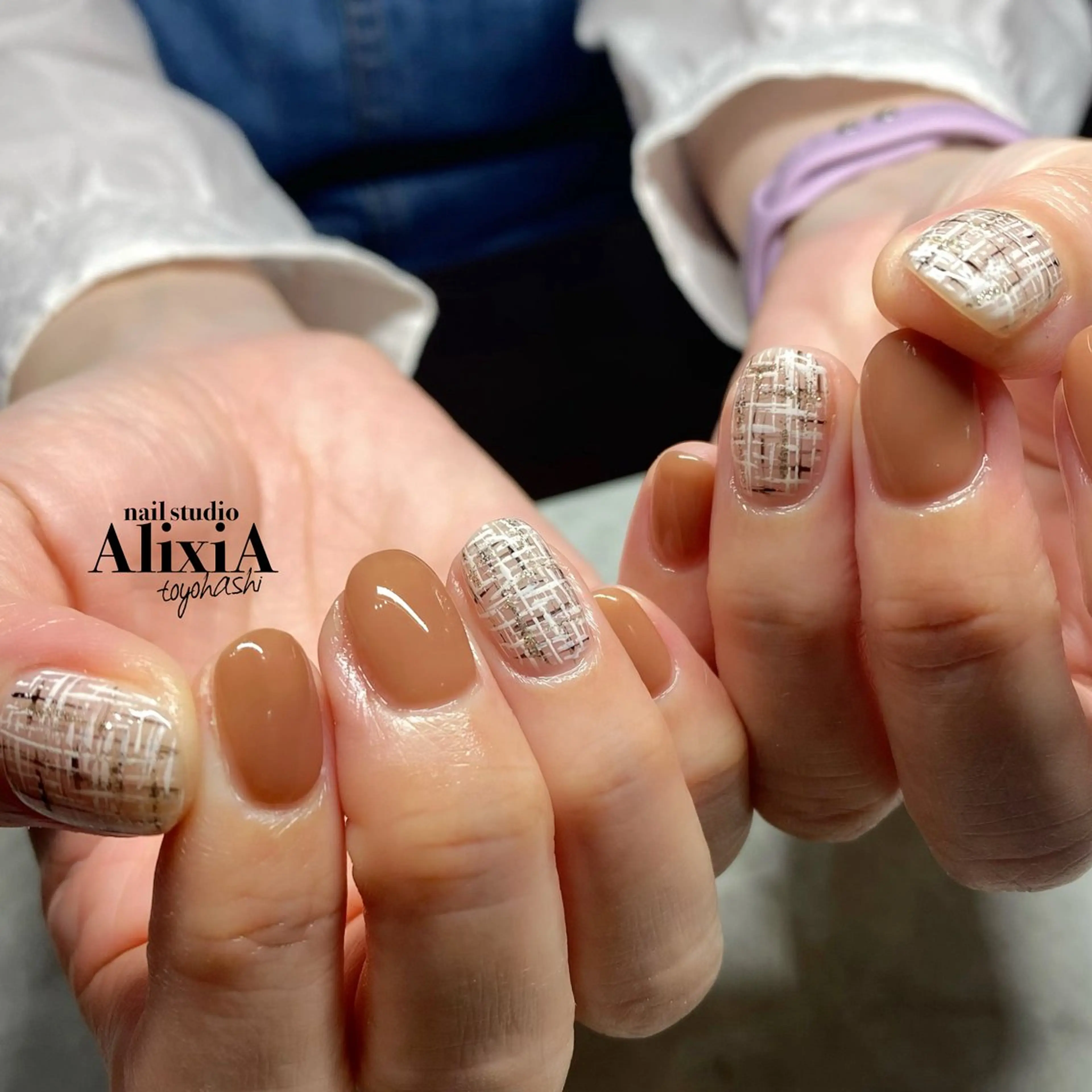 ネイル ツイードネイル ハンドネイル AlixiA   nail studio所属・AlixiA ゆみのネイルデザイン