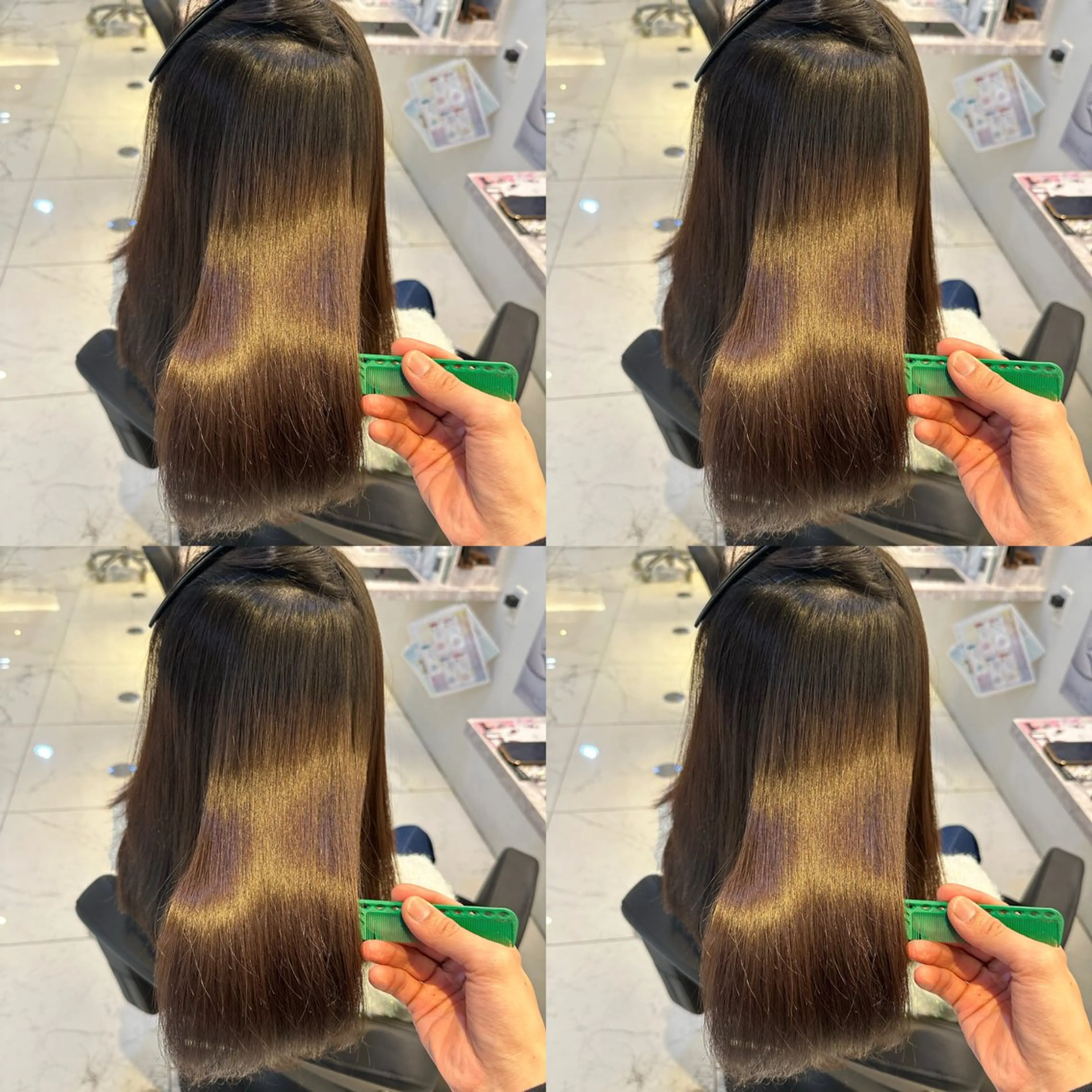 セミロング 縮毛矯正 トリートメント 韓国ヘア特化 前髪クロスパーマのヘアスタイル