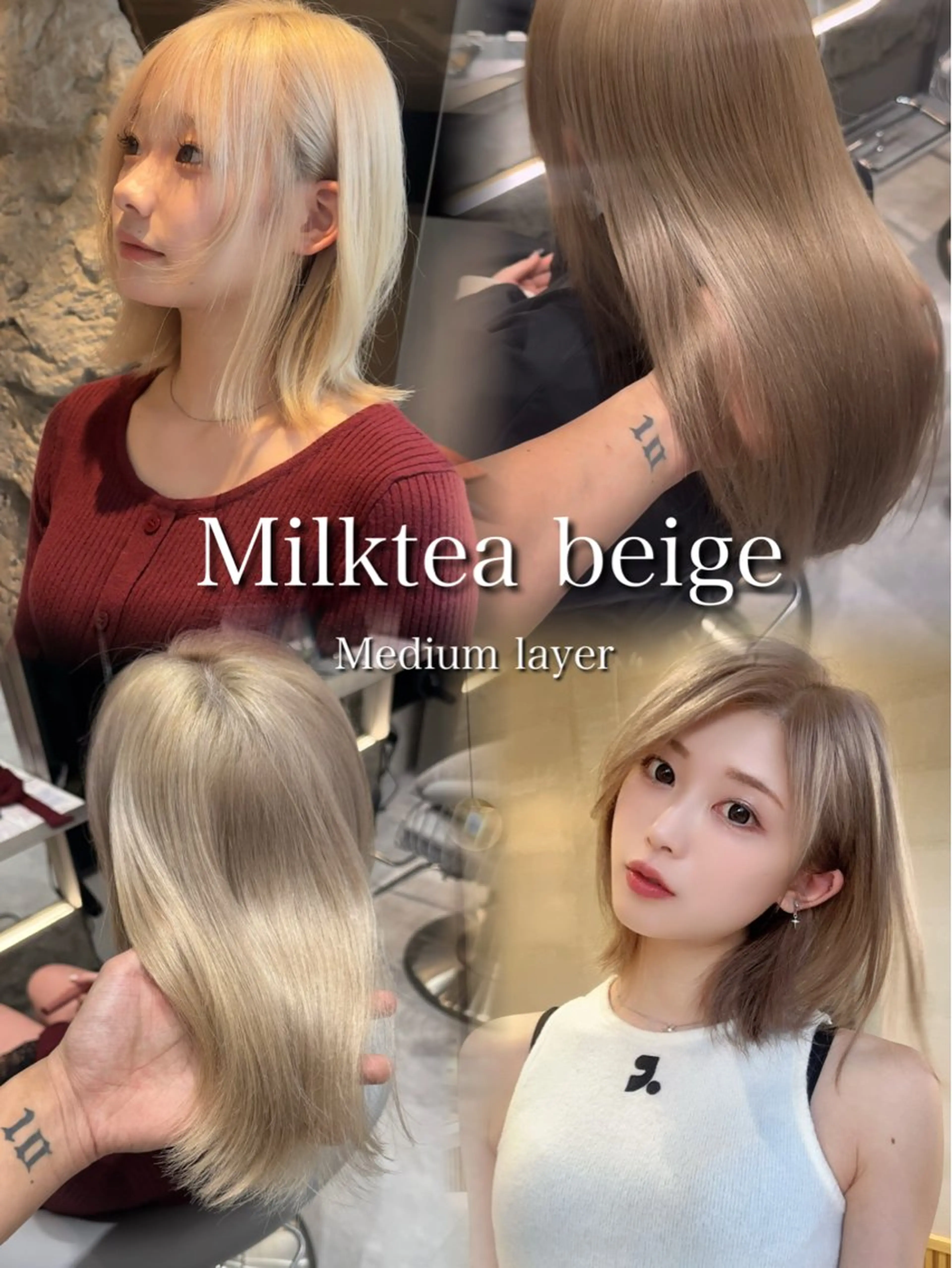 ミディアム カラー ヘアカラー トリートメント ハイトーンヘア れおん🌙のヘアスタイル