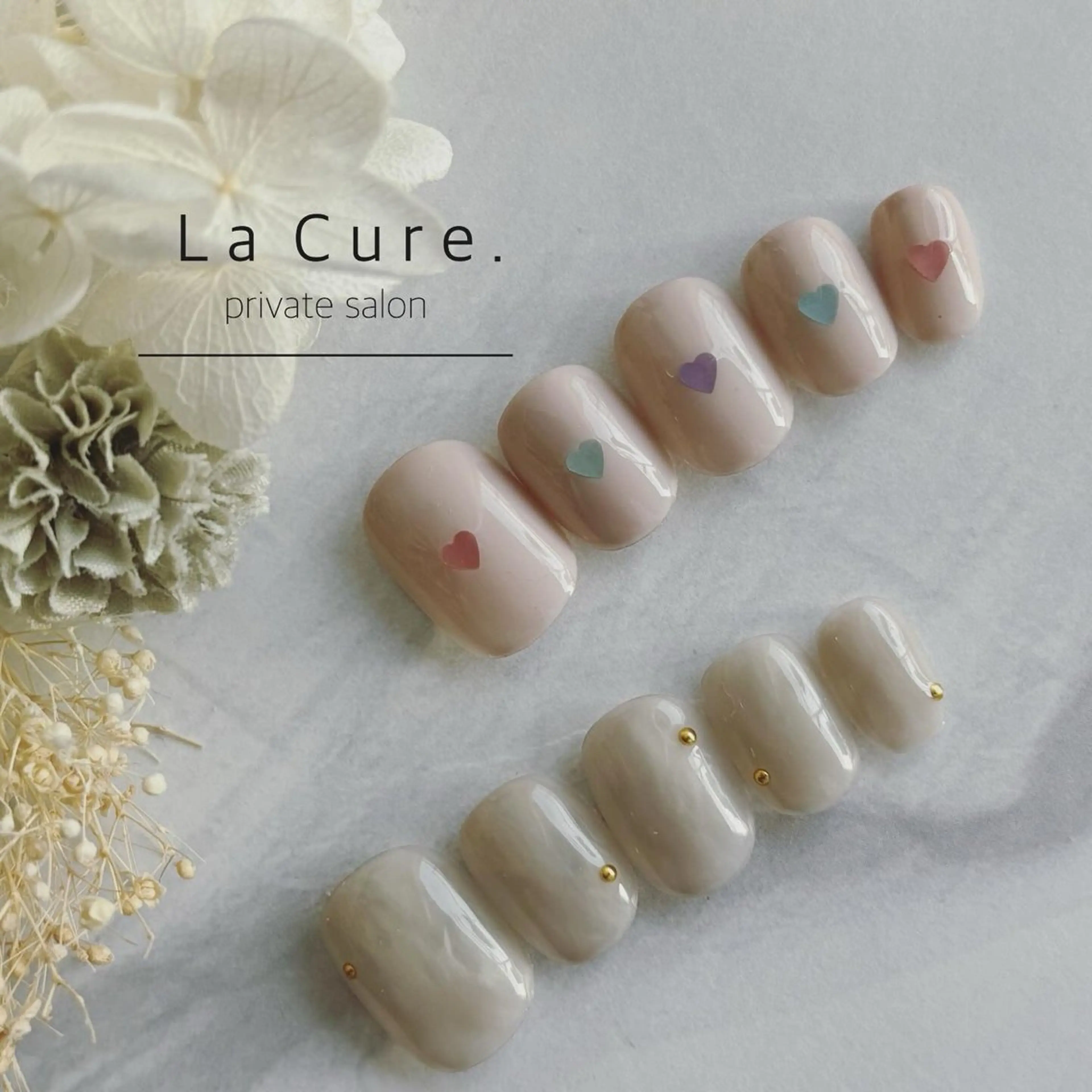 ネイル ジェルネイル ハート ニュアンスネイル ハンドネイル Lacure. misaのネイルデザイン