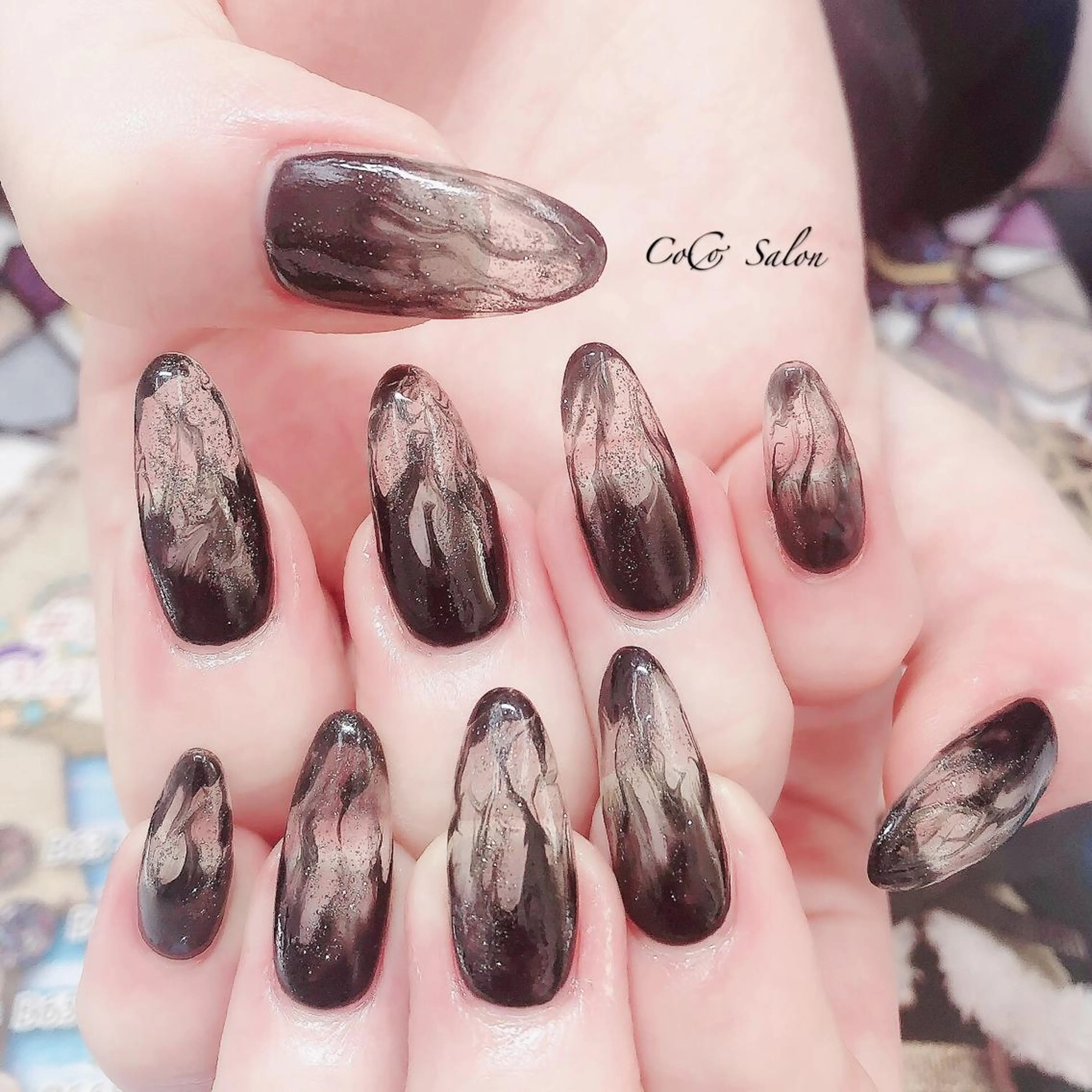 ネイル 長さ出し ジェルネイル 大理石ネイル(マーブル) CoCoSalon ネイル/まつ毛予約のネイルデザイン