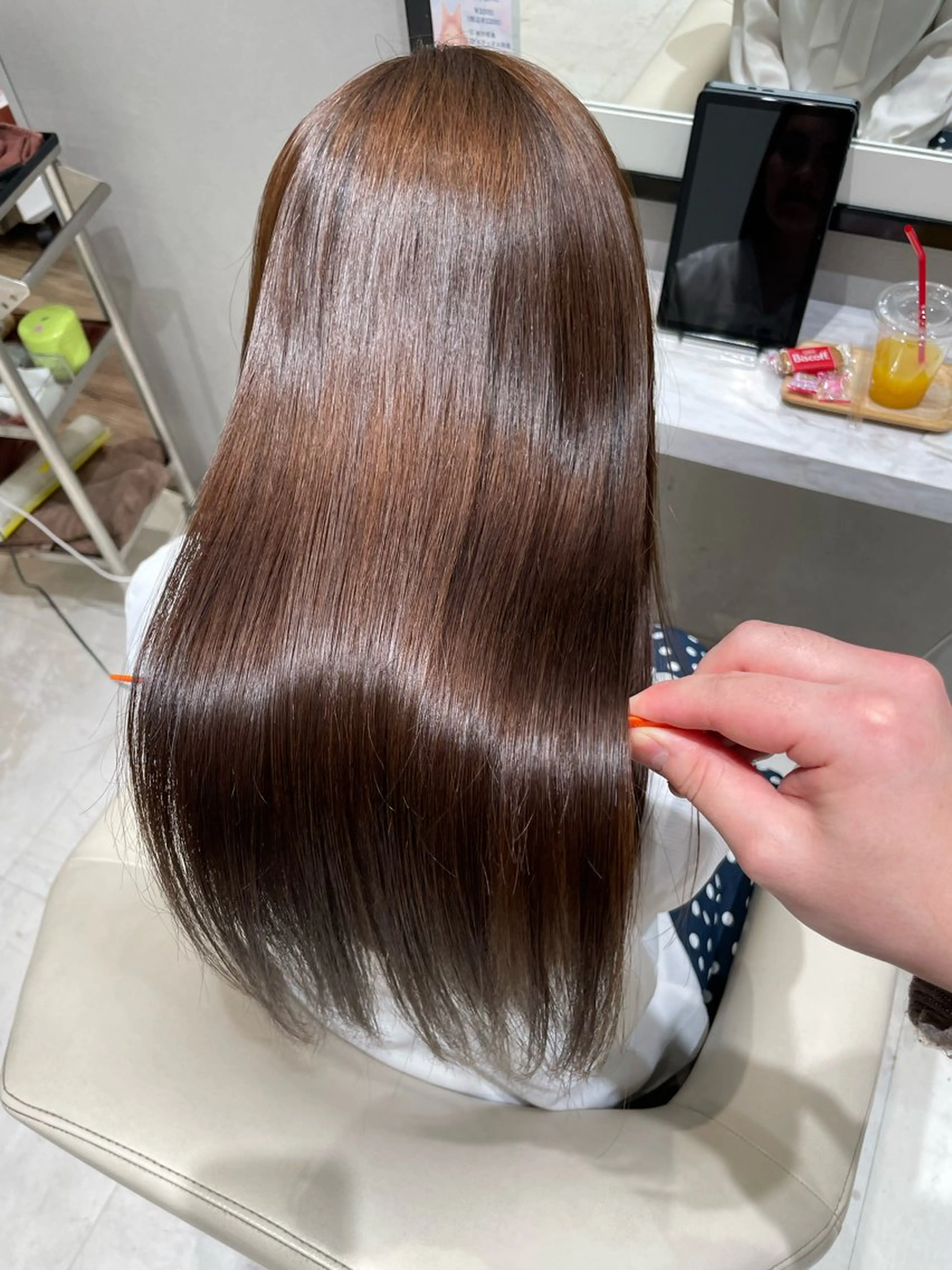 ロング パーマ 縮毛矯正 トリートメント k-twoたき✨艶感 カラー／美髪矯正のヘアスタイル