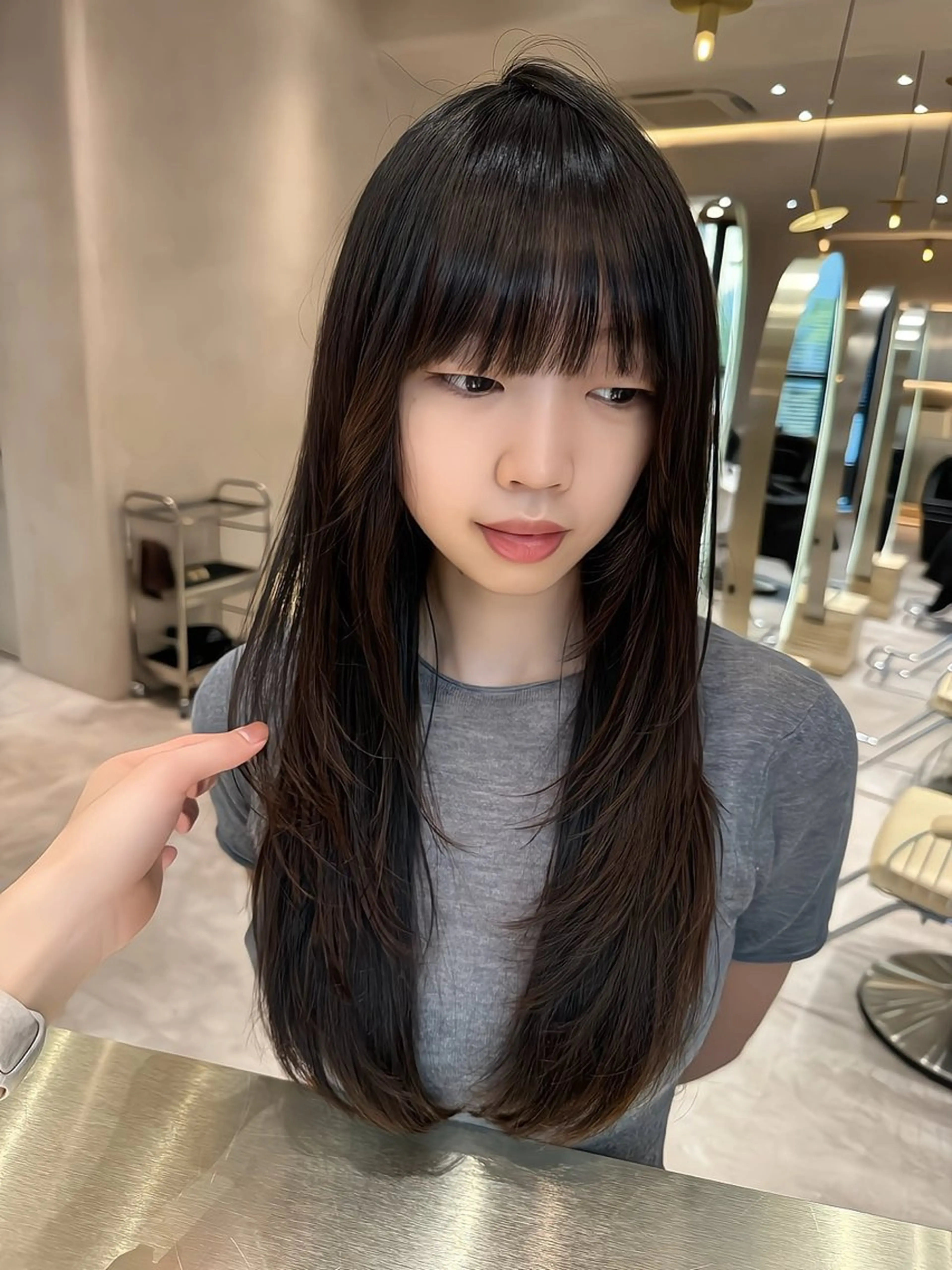 セミロング カット ヘアカラー トリートメント 韓国ヘア/ベージュ カラー/髪質改善/涼のヘアスタイル