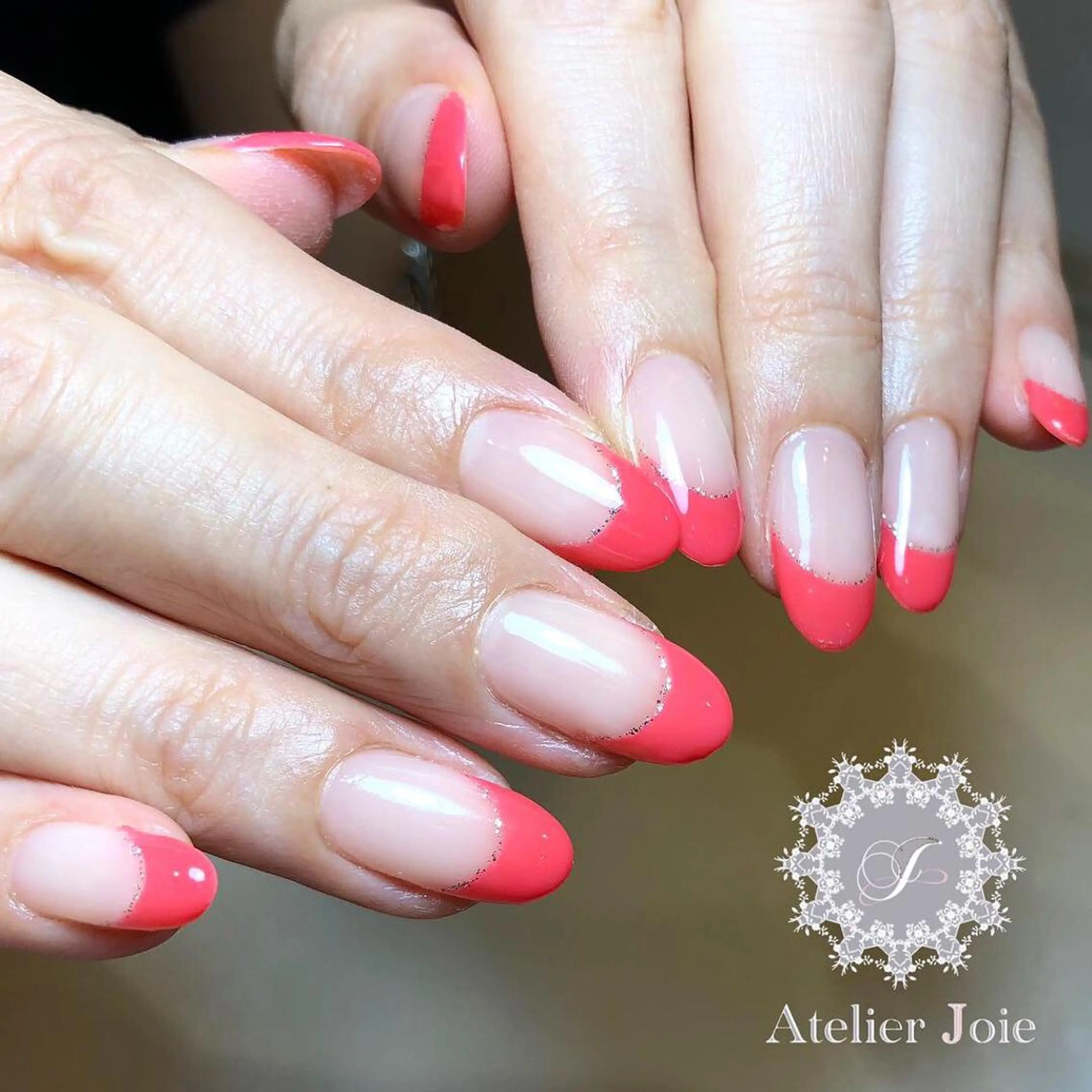 ネイル フレンチネイル ラメ(グリッター) Nail salon アトリエジョワ　金山のネイルデザイン