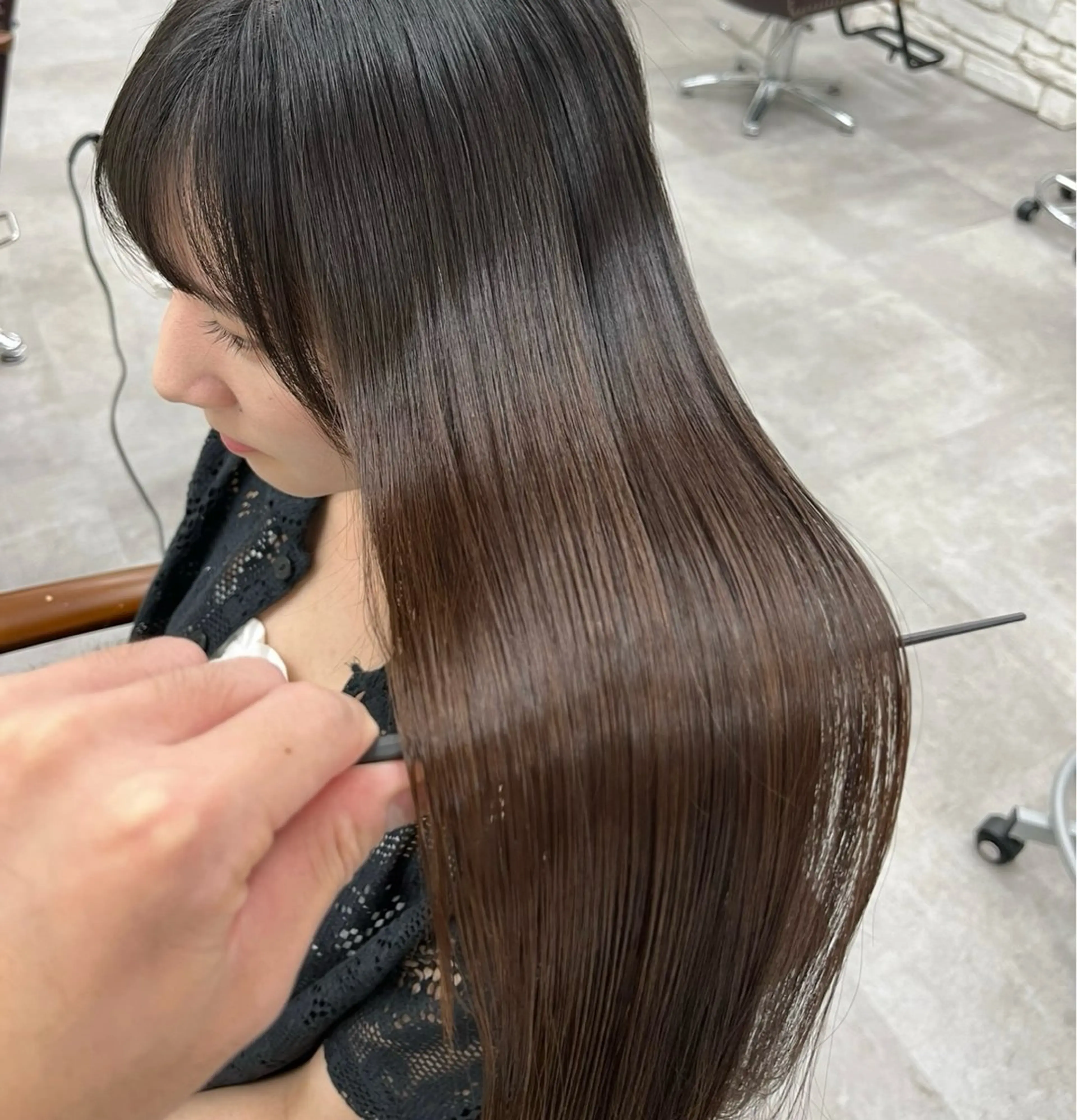 ロング 髪質改善 カット 縮毛矯正 トリートメント 天王寺髪質改善なら よしみさん✨のヘアスタイル