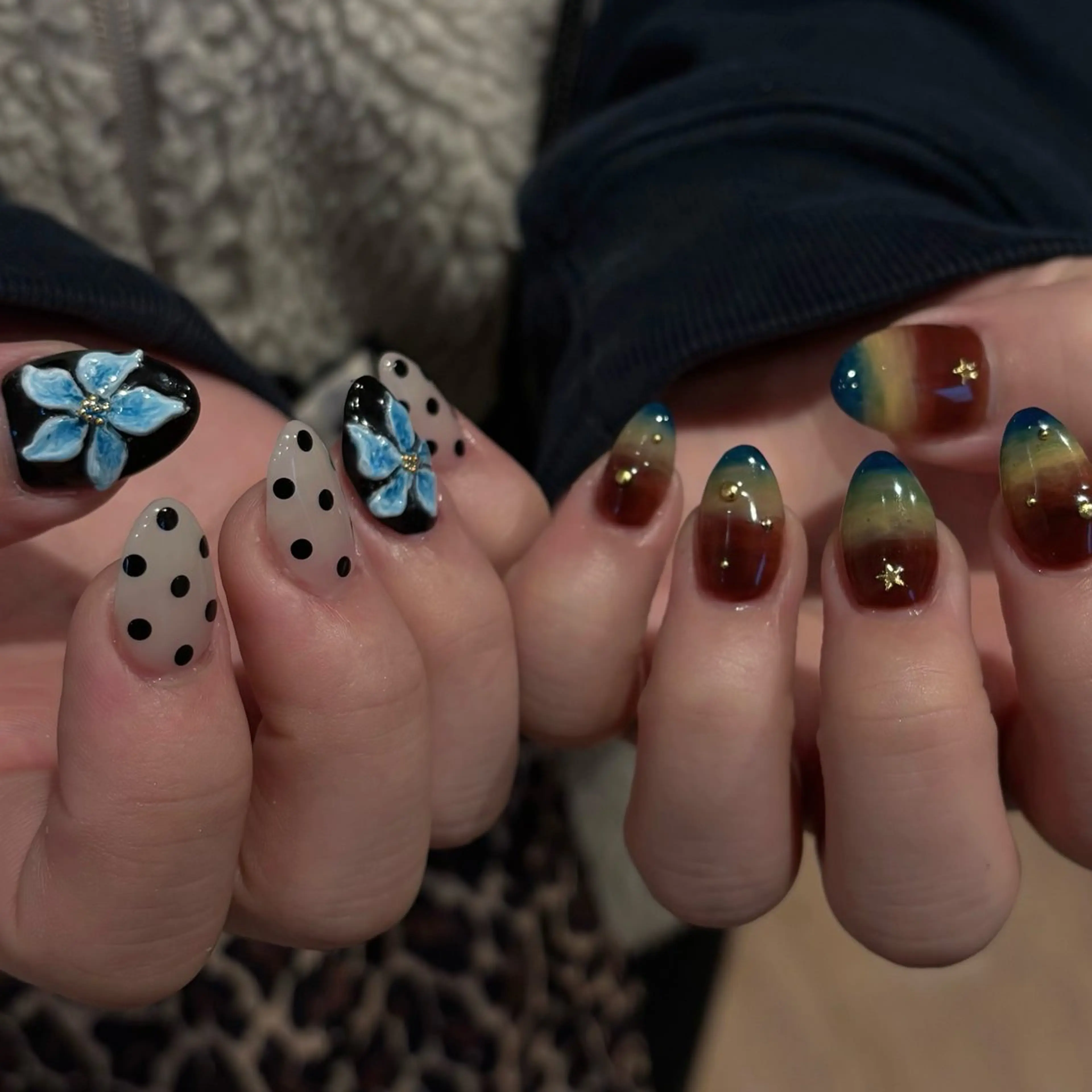 ネイル ドット グラデーション 持ち込み ニュアンスネイル 冬ネイル ハンドネイル Bianca名駅店 安田のネイルデザイン