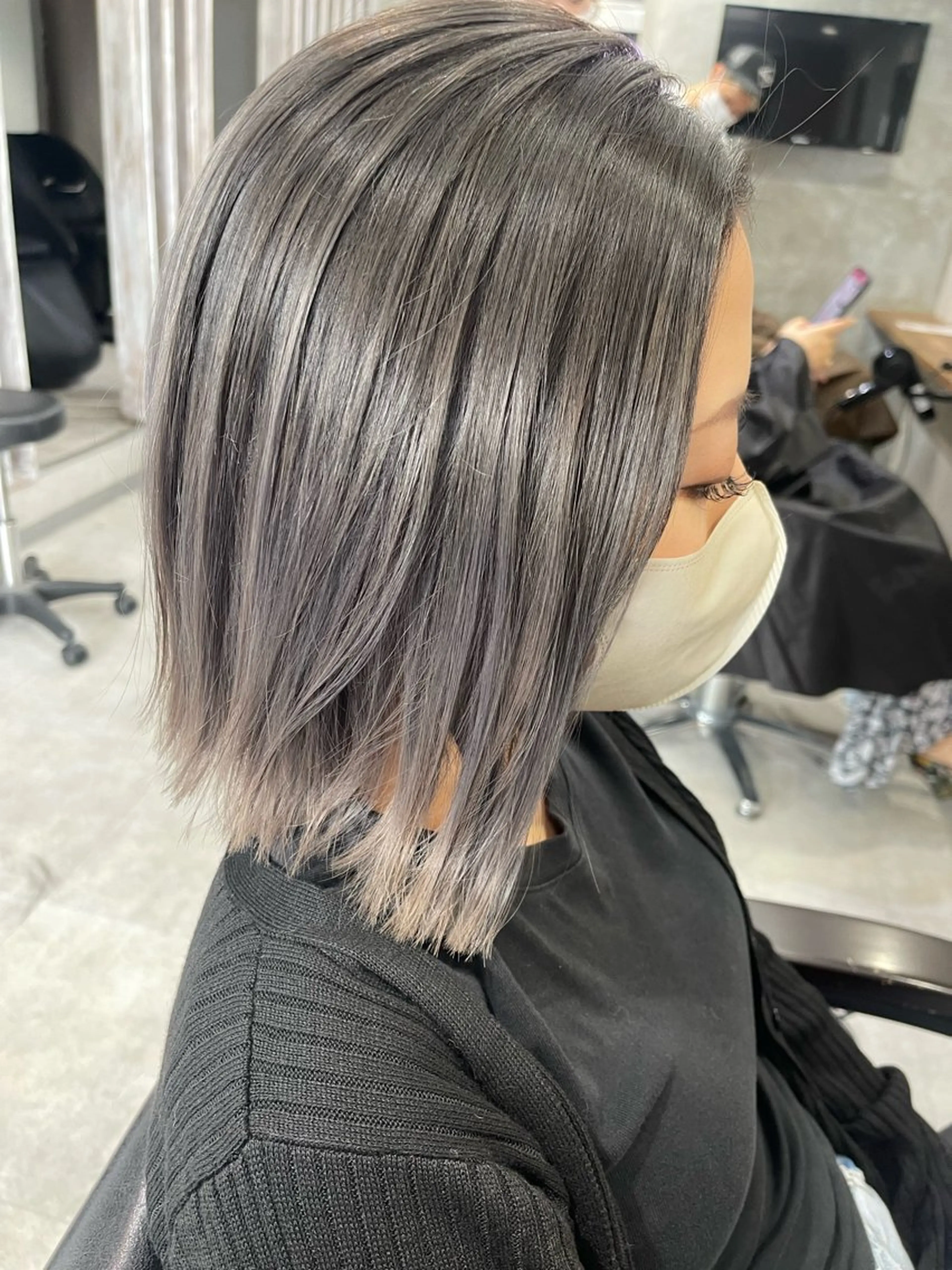 ショート カラー ブリーチ グレージュ ヘアカラー 松井那津子 /ハイライトブリーチのヘアスタイル