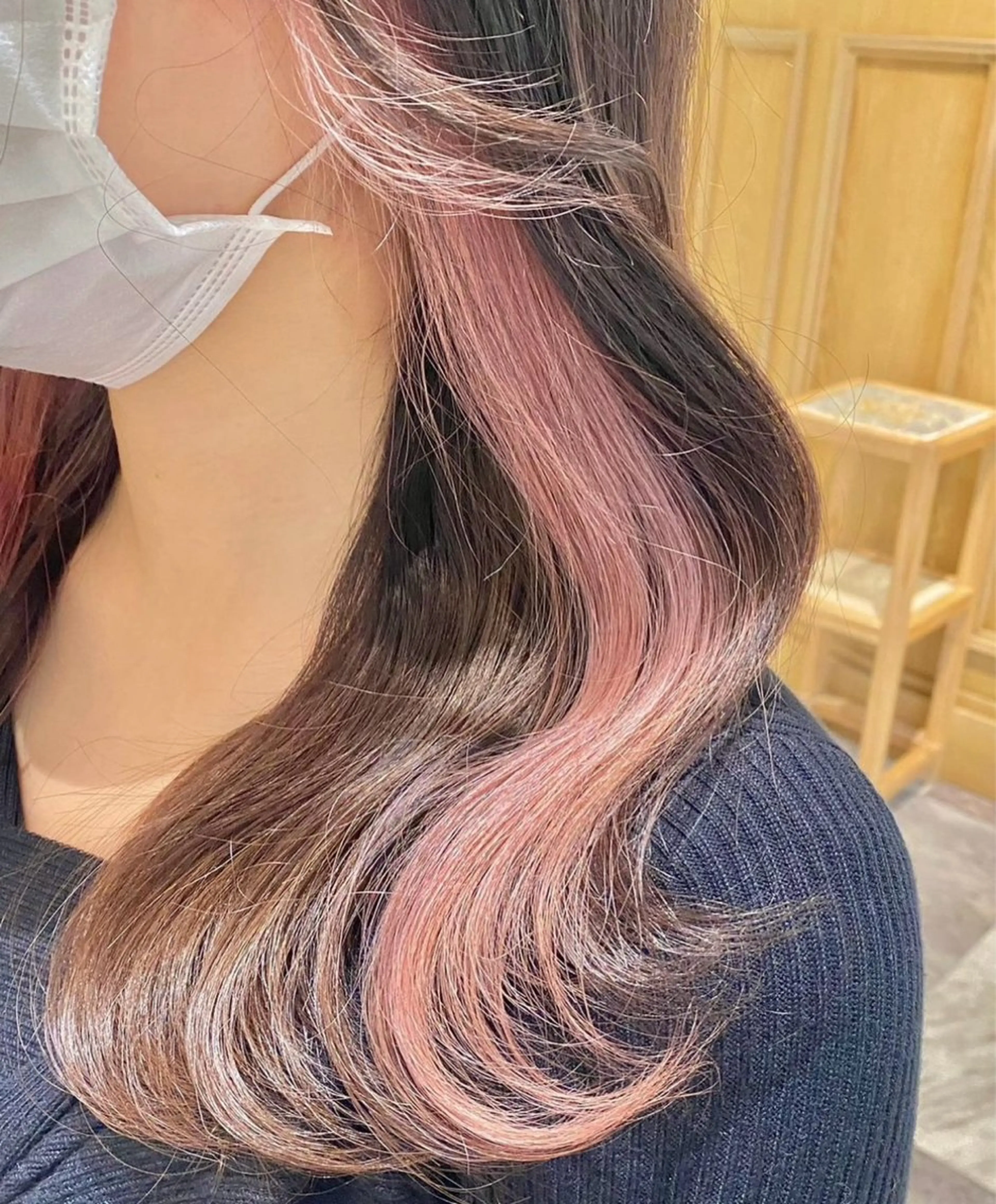 セミロング カラー ❤️ブリーチなし💚 ダブルカラー平野実花のヘアスタイル