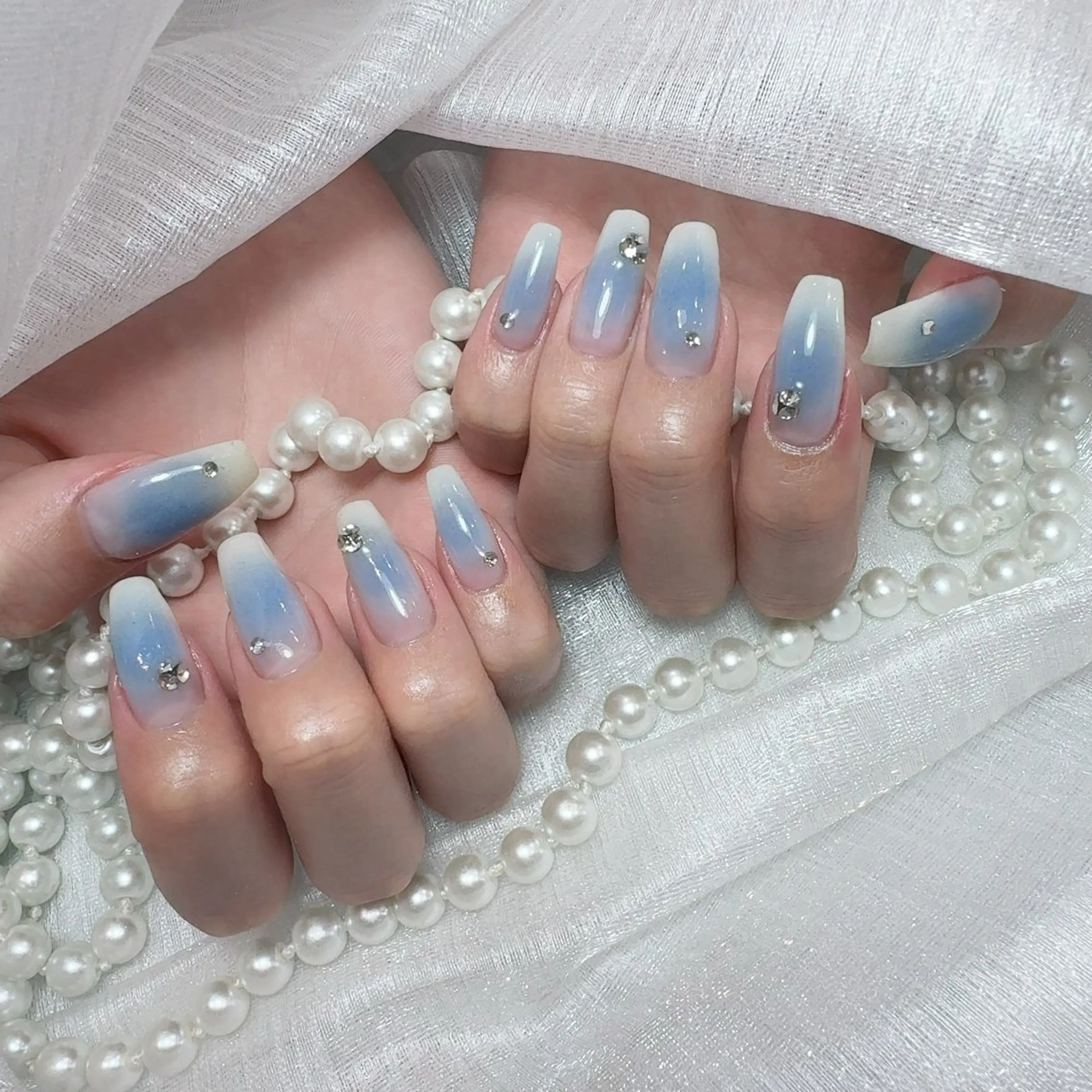 ネイル アートネイル フラッシュネイル フレンチネイル ジェルネイル ガラスフレンチ ハンドネイル You&Me Yukiのネイルデザイン