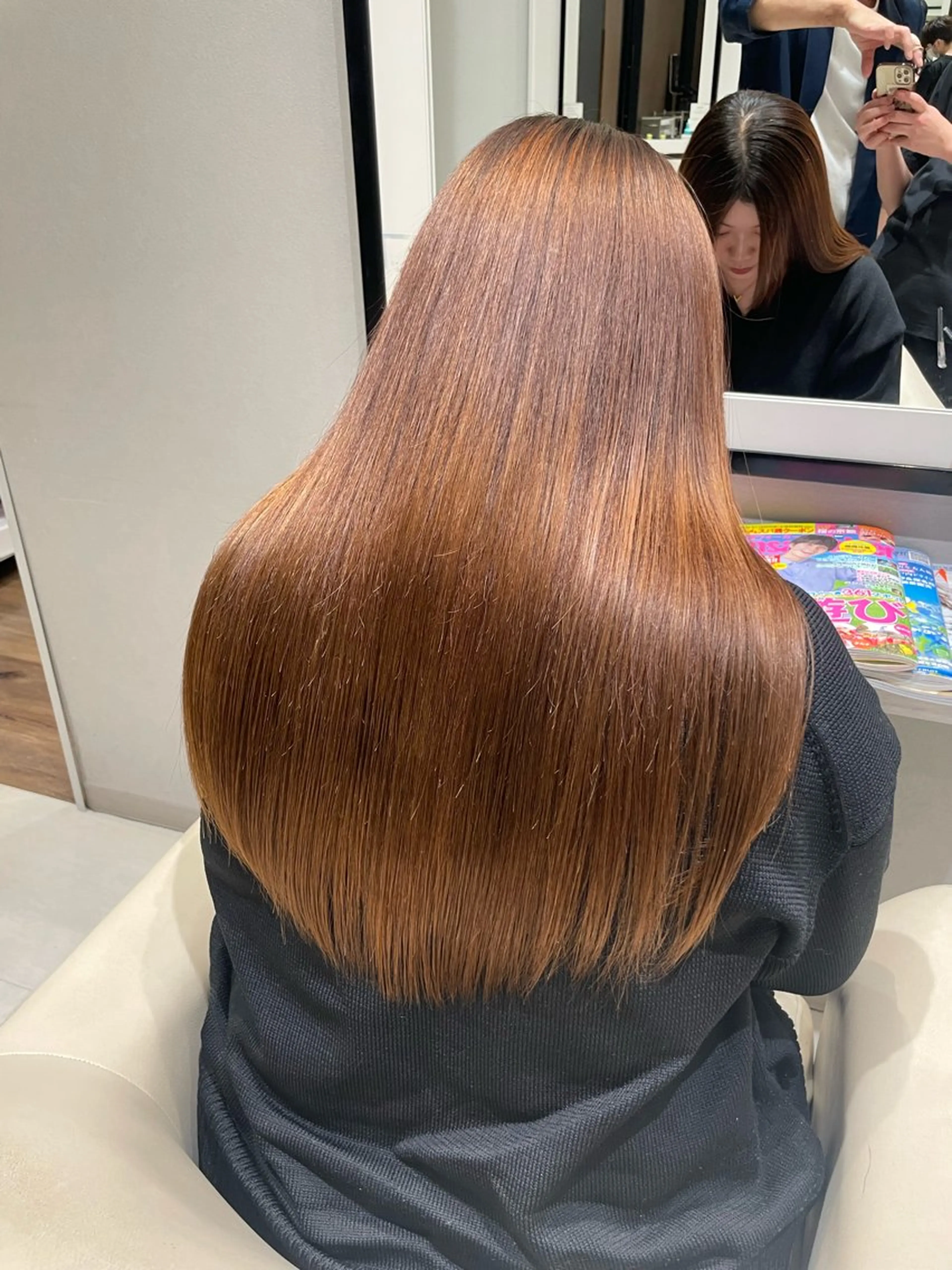 ロング パーマ 髪質改善 ヘッドスパ k-twoたき✨艶感 カラー／美髪矯正のヘアスタイル