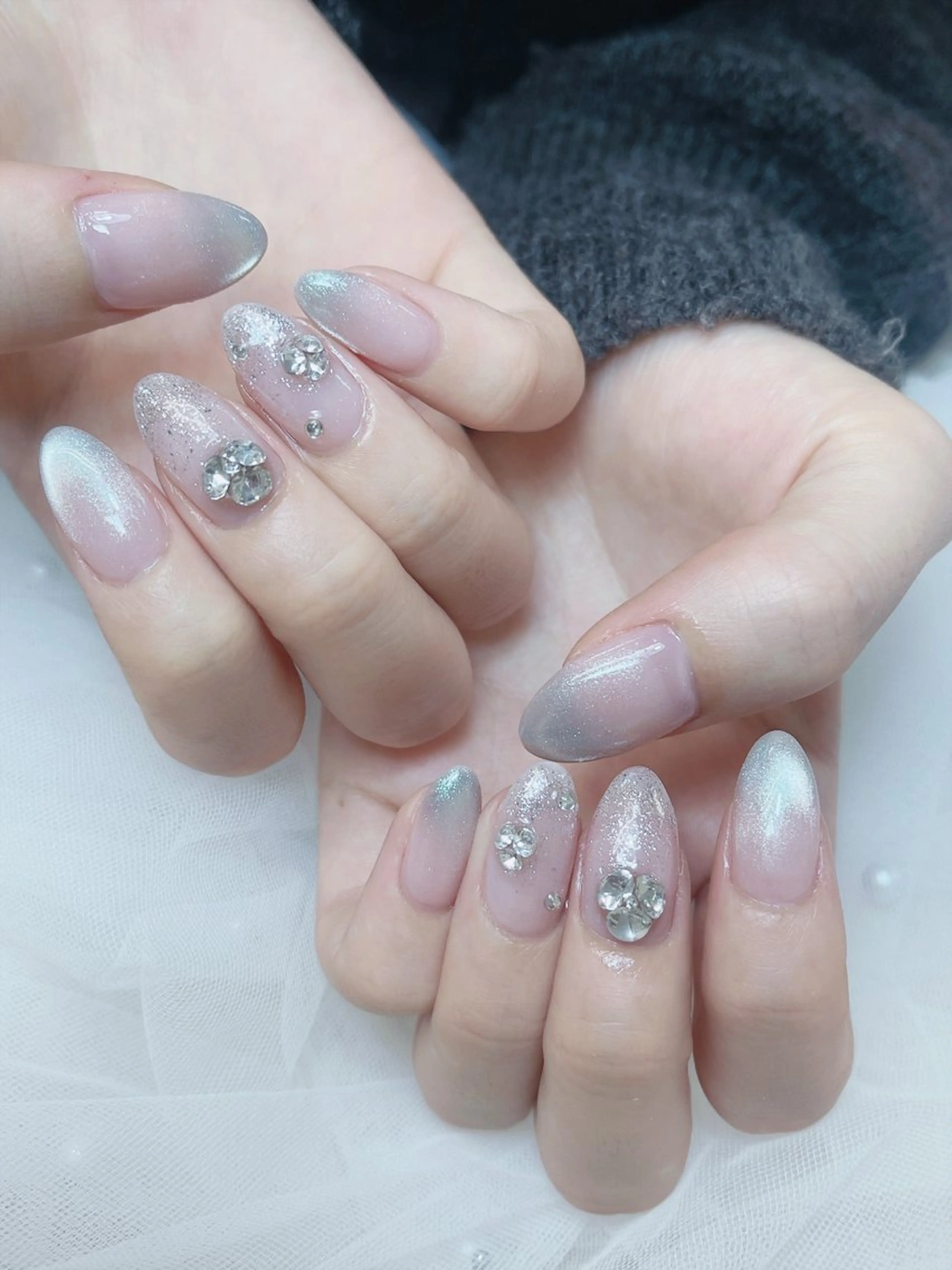 ネイル チークネイル 成人式 フレンチネイル グラデーション 氷ネイル・うるうるネイル ハンドネイル DUO MI所属・DUO   MI nail salonのネイルデザイン