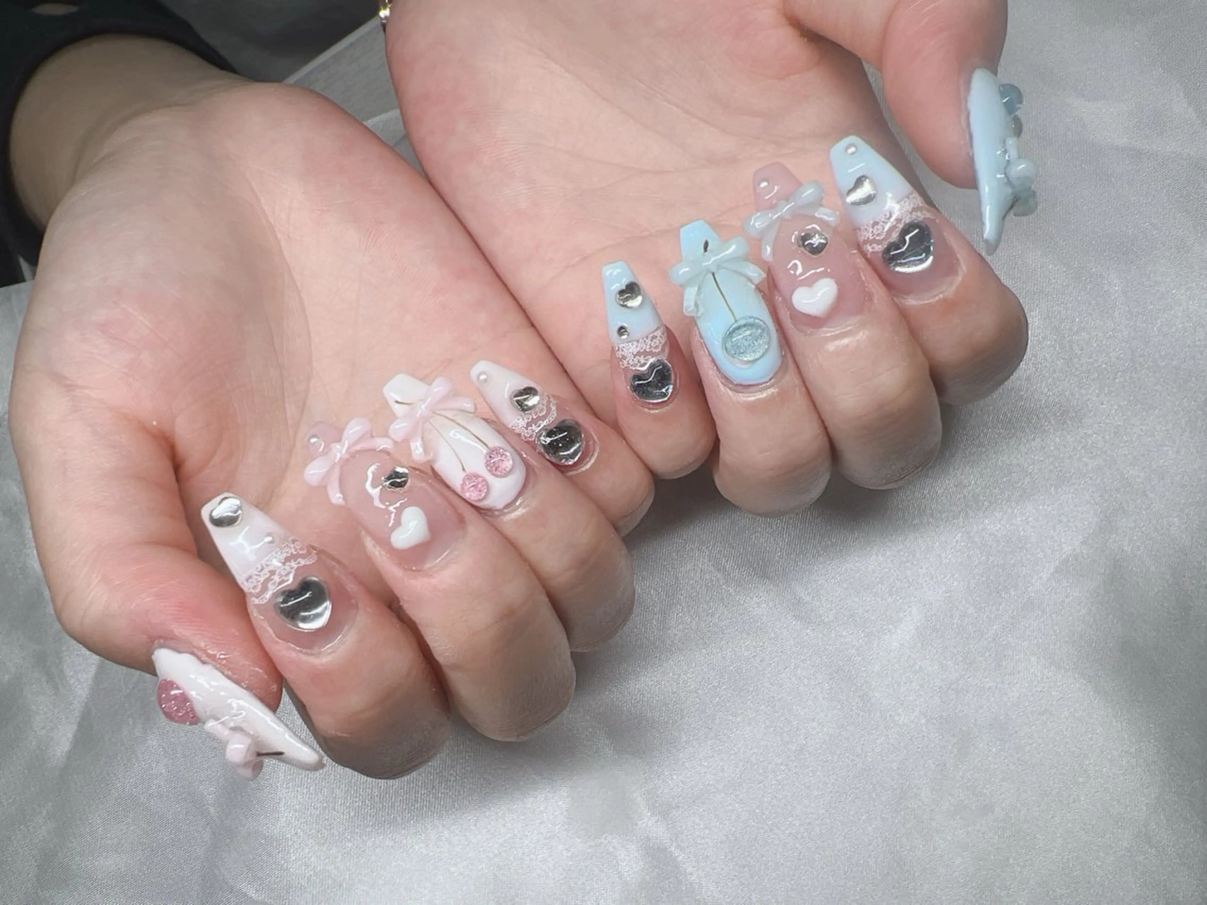 ネイル 長さ出し グラデーション キラキラネイル マグネットネイル ニュアンスネイル Lee Nails チップ長さだし専門店のネイルデザイン