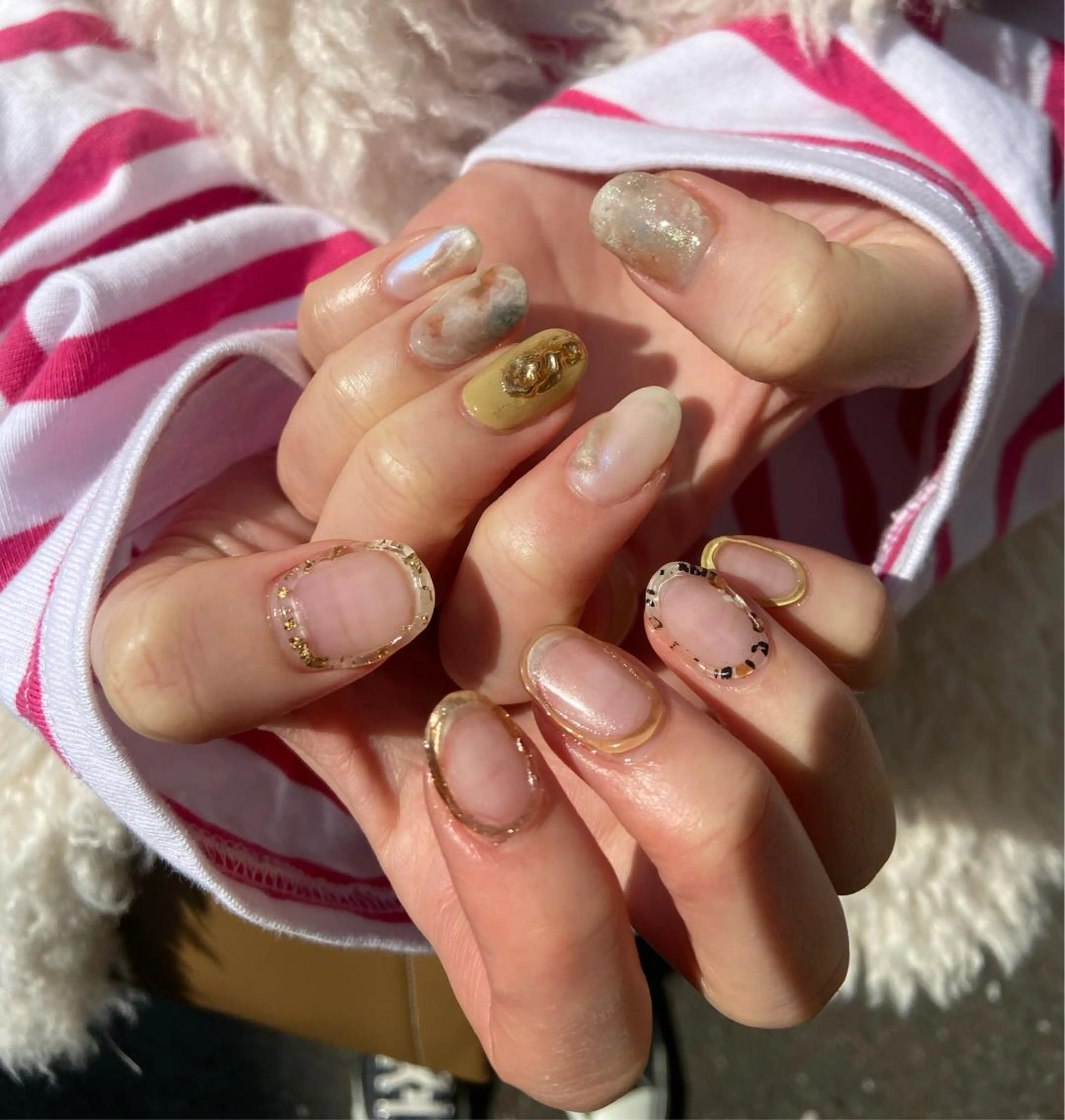 ネイル アートネイル ブラウン クリアネイル . unffのネイルデザイン