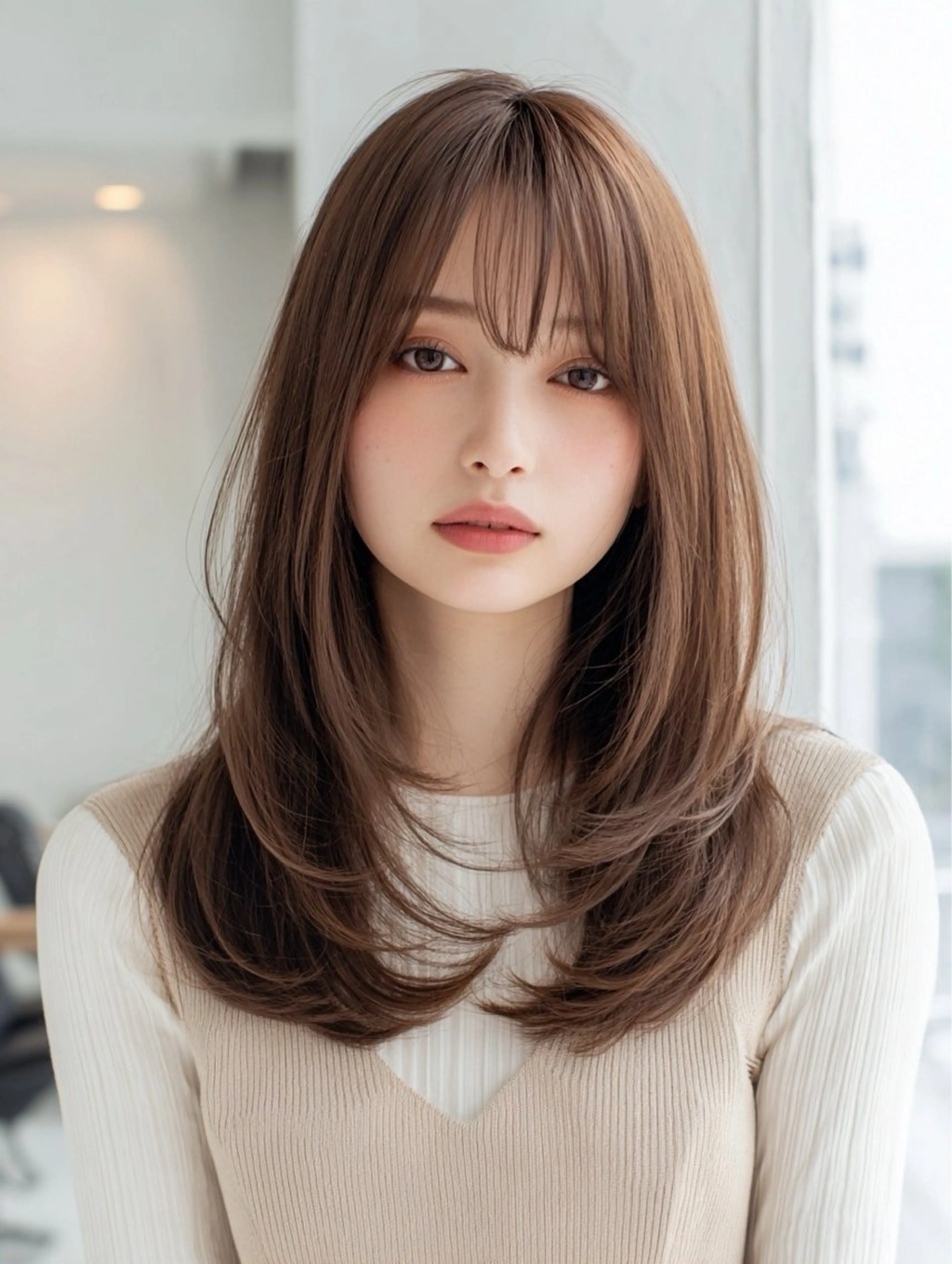 セミロング セミロングパーマ ハイレイヤー 髪質改善 韓国風ヘア レイヤーカット 縮毛矯正 トリートメント ✨毛髪診断で絶対綺麗 ✨美髪艶髪専門✨高浪のヘアスタイル