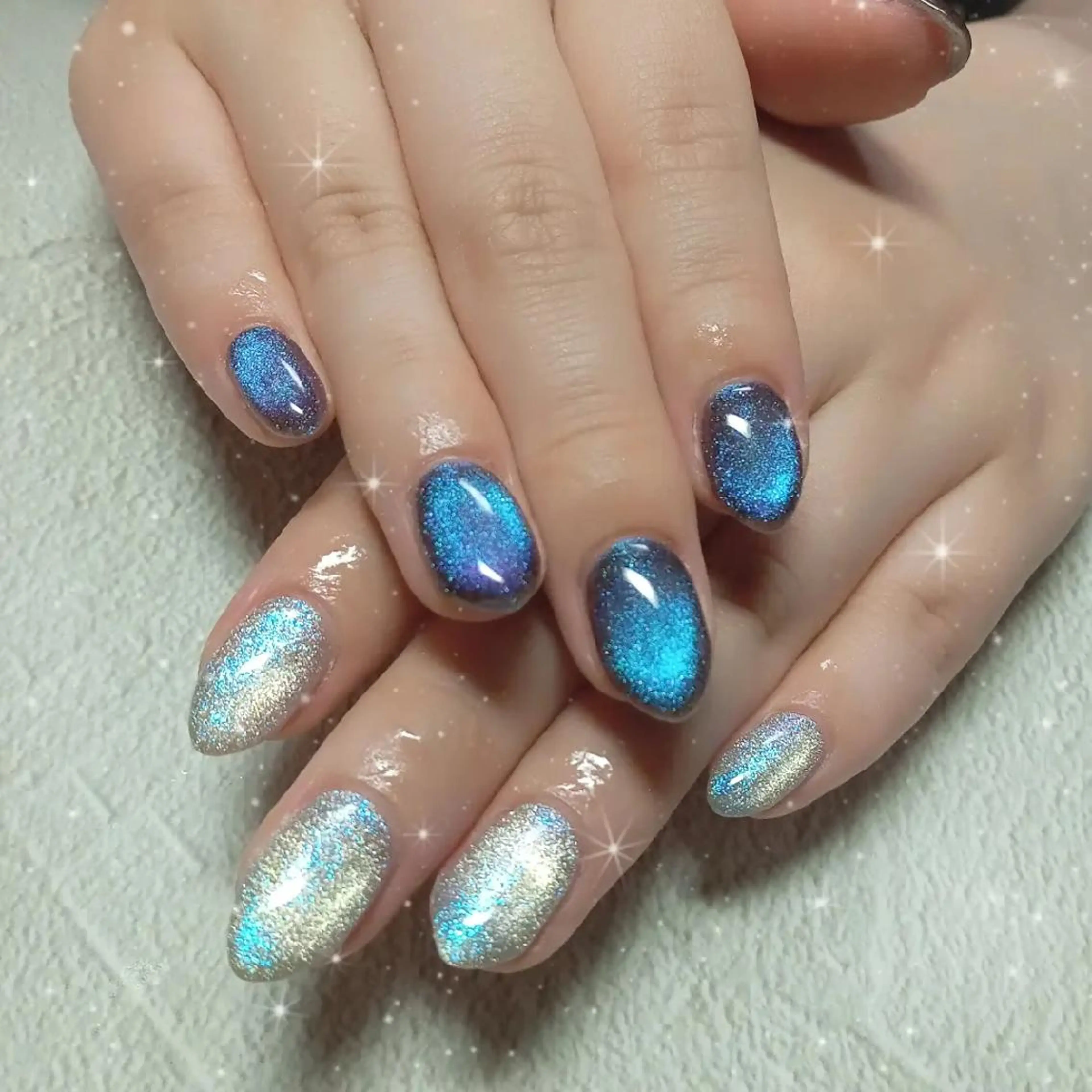 ネイル キラキラネイル マグネットネイル ビー玉ネイル オフィスネイル シンプルネイル ハンドネイル flure de neige yukiのネイルデザイン