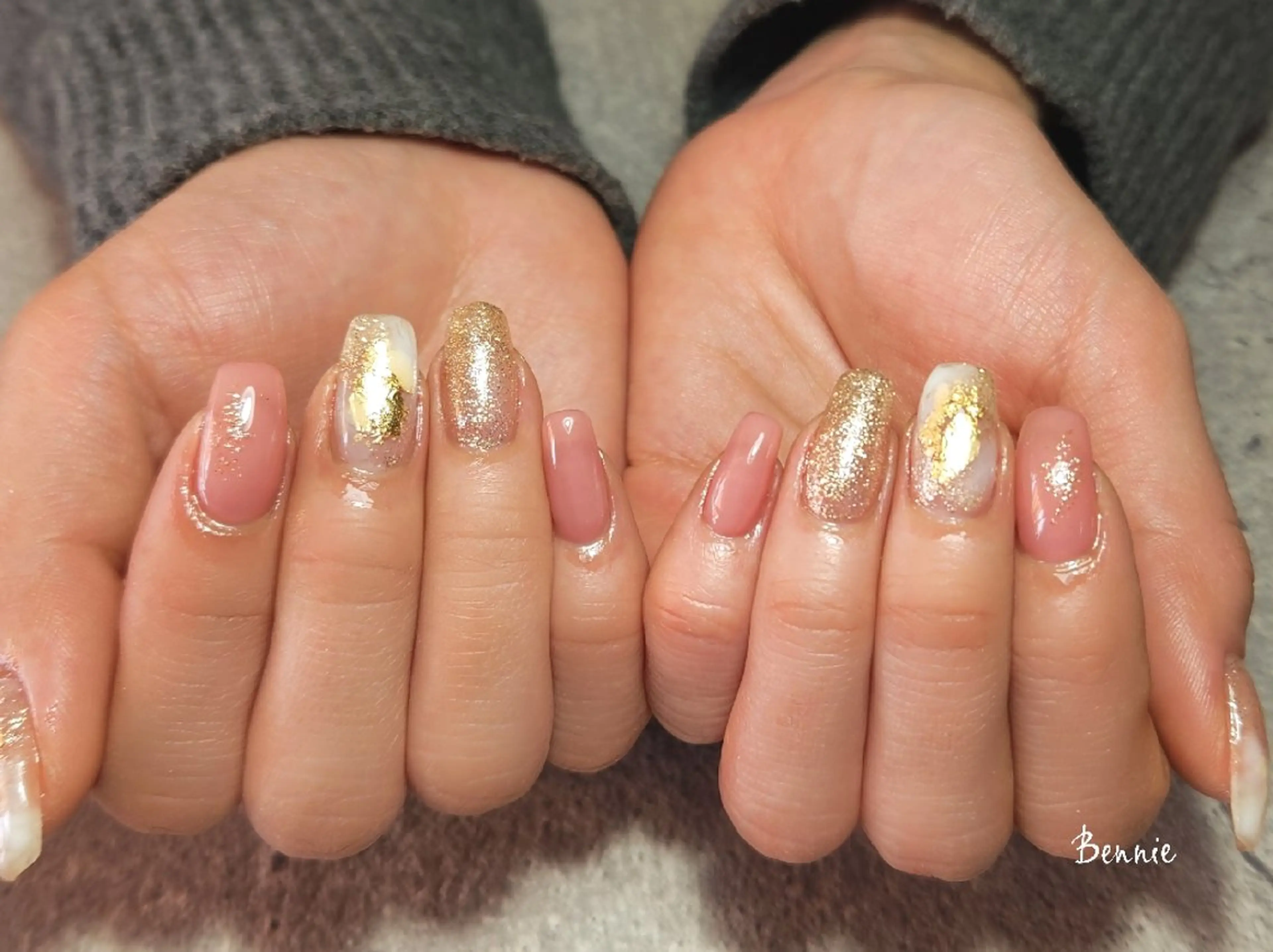 ネイル 入学式 キラキラネイル ニュアンスネイル ピンク 春ネイル   BENNIEのネイルデザイン