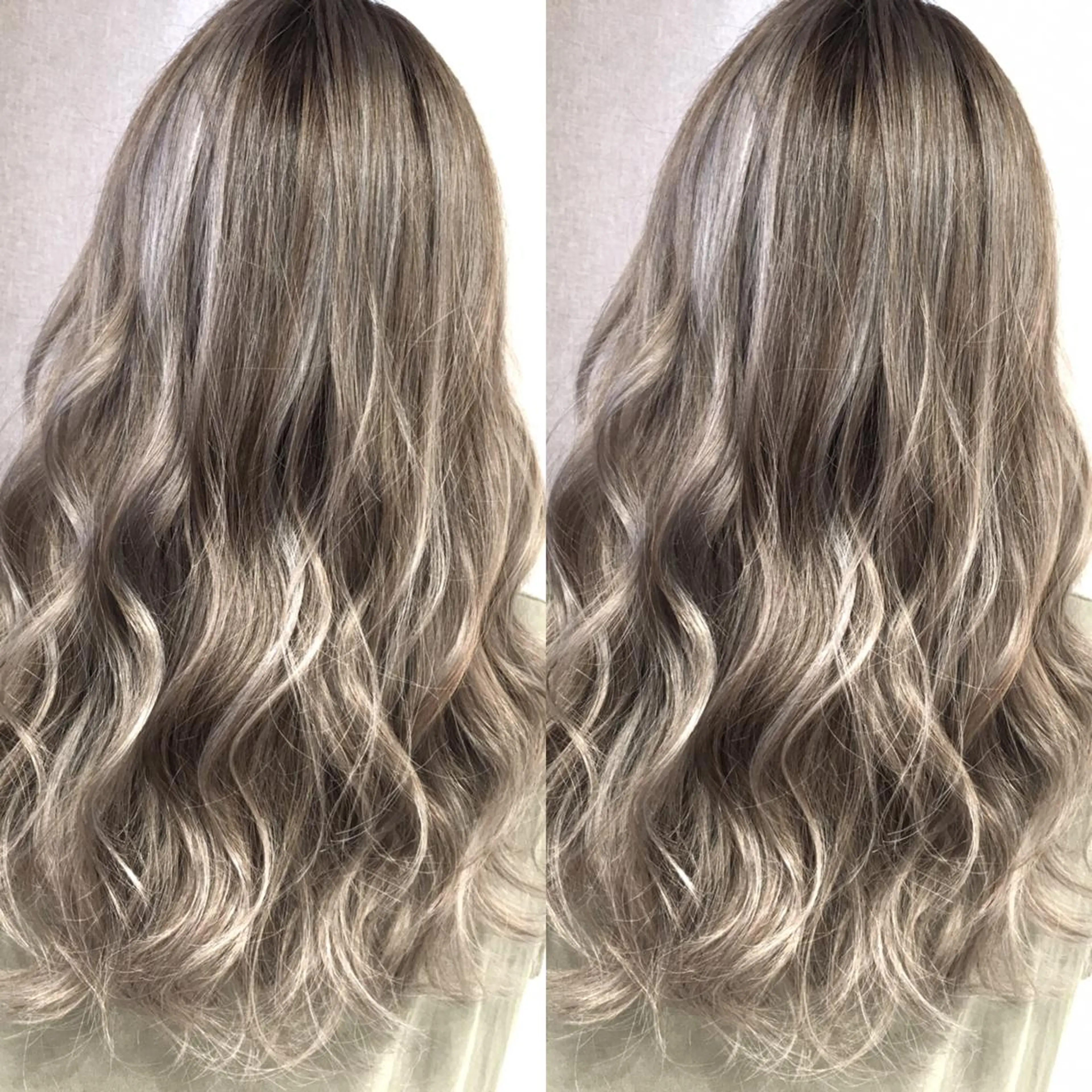 セミロング カラー ハイライトカラー シルバー 3Dハイライト ハイライト ヘアカラー トリートメント 井上 一平のヘアスタイル