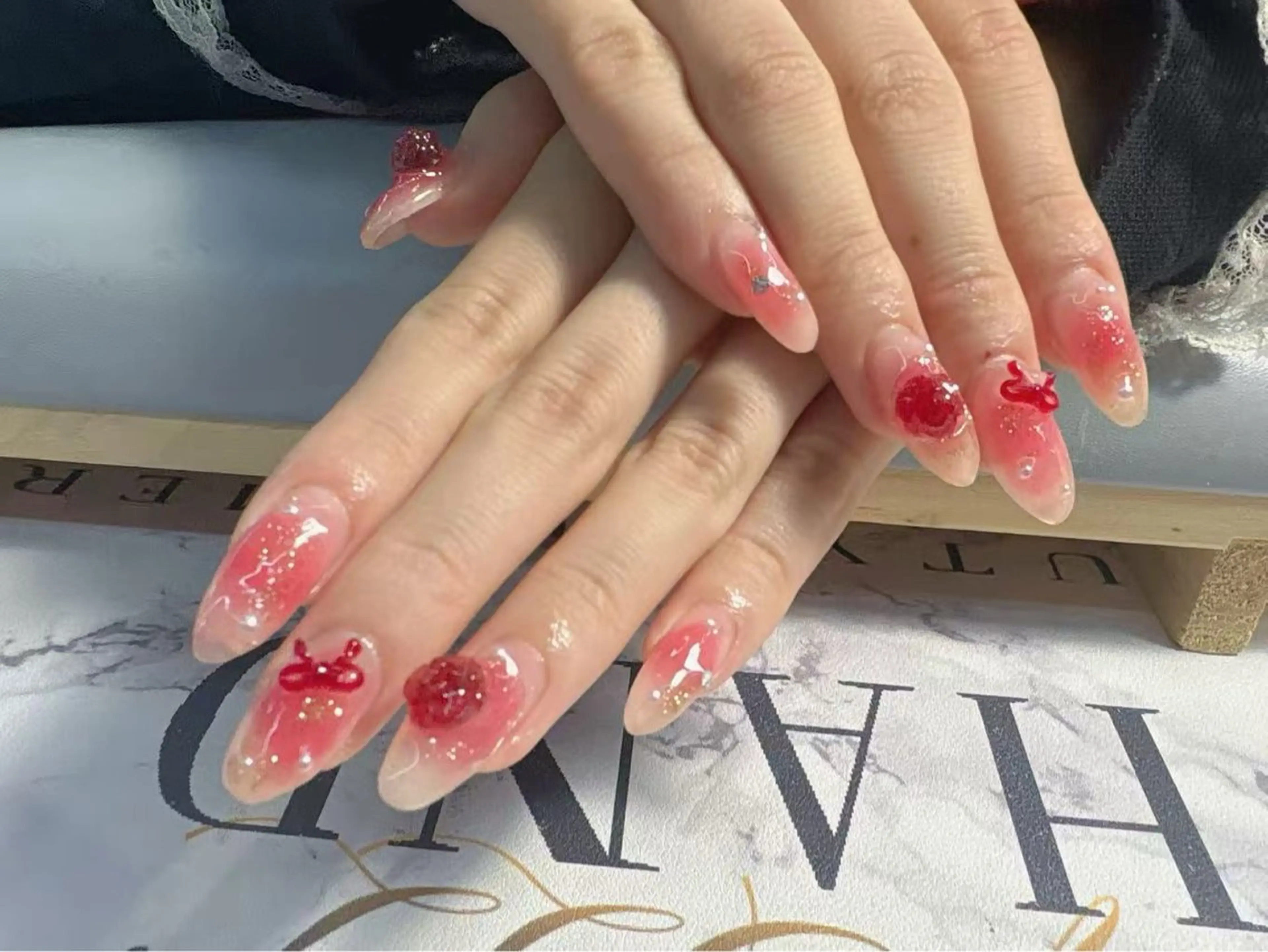 ネイル チークネイル フレンチネイル 韓国ネイル マグネットネイル ニュアンスネイル ハンドネイル Yuxi Beauty salon 【ユーシィー ビューティ サロン】所属・ユーシーネイルサロン 池田公園店のネイルデザイン