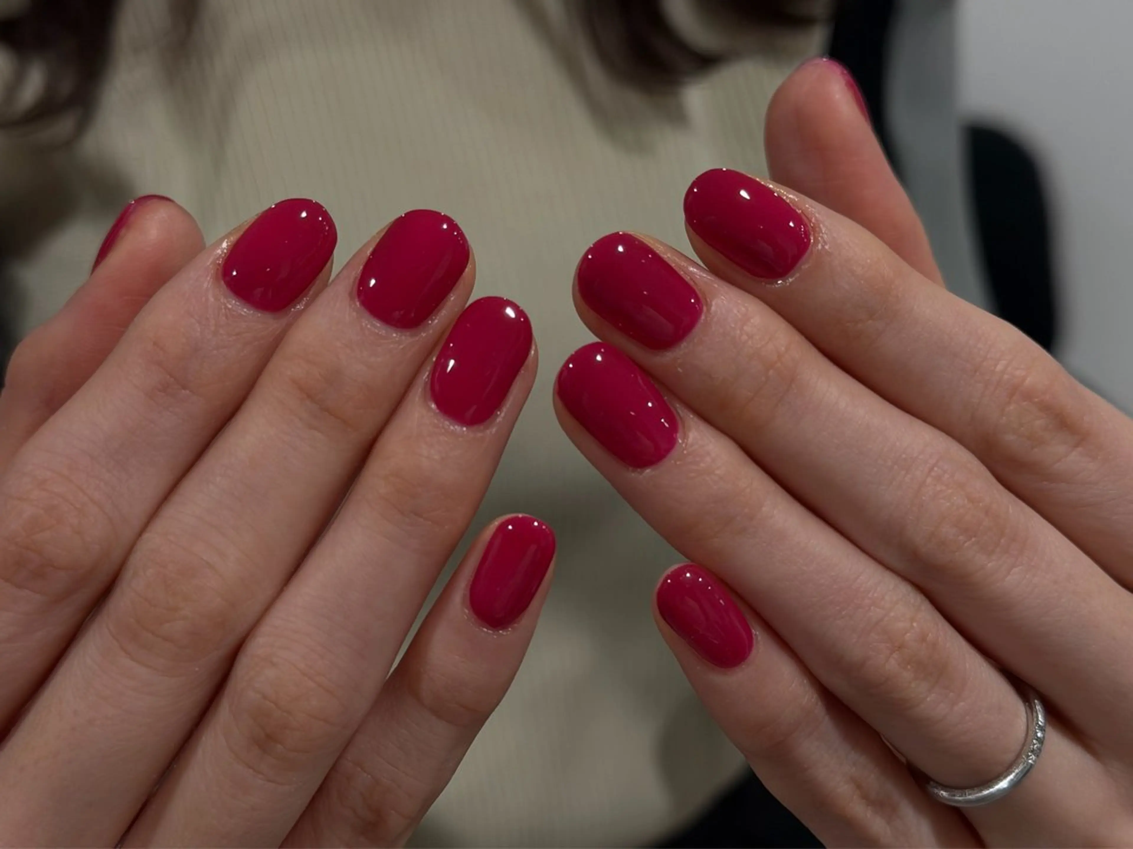 ネイル ワンカラーネイル ピンク シンプルネイル バレンタイン ハンドネイル ANOVA所属・ANOVA アノヴァのネイルデザイン