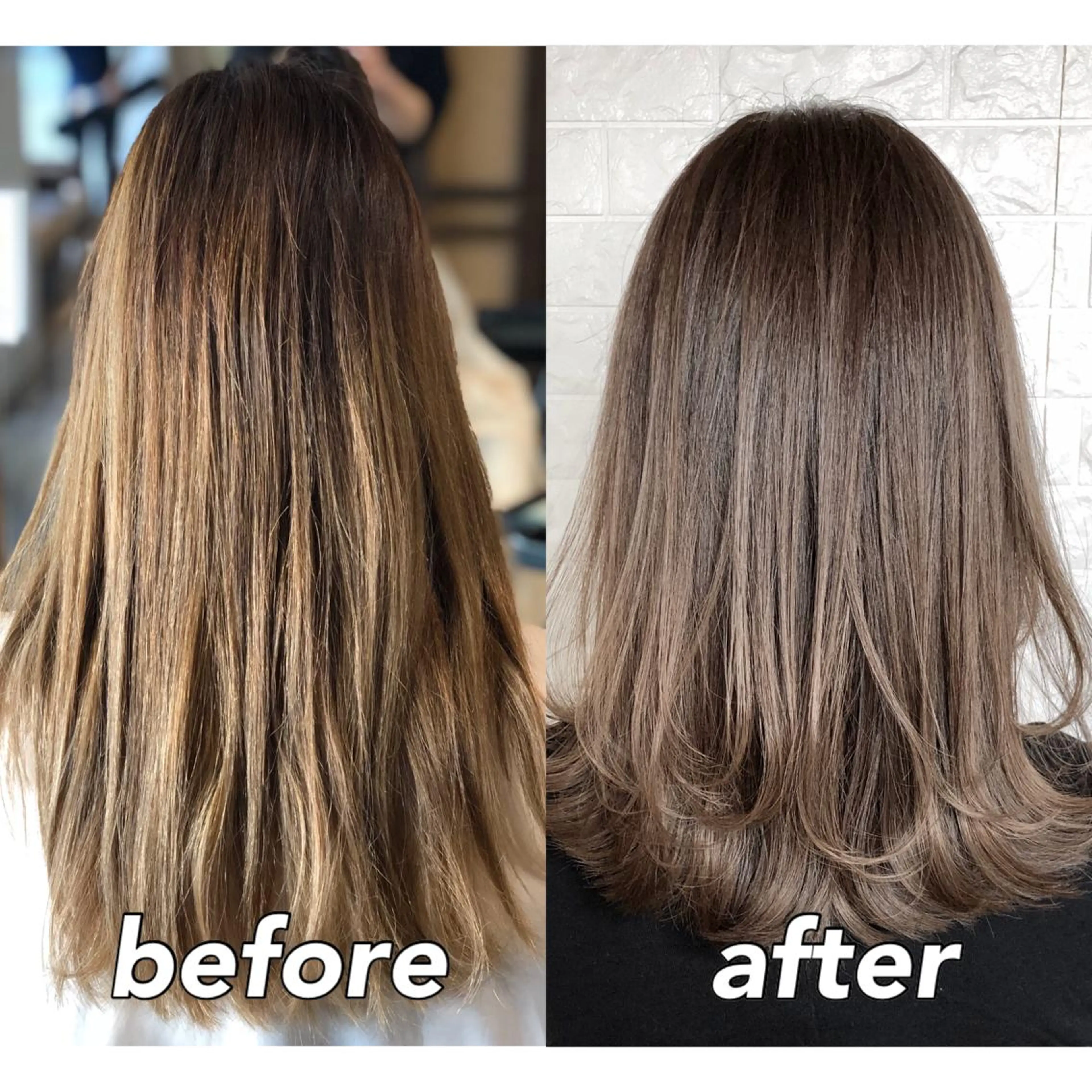 ミディアム カラー グレージュ ハイライトカラー ハイライト KIZU 髪質改善 オカルト怪談のヘアスタイル