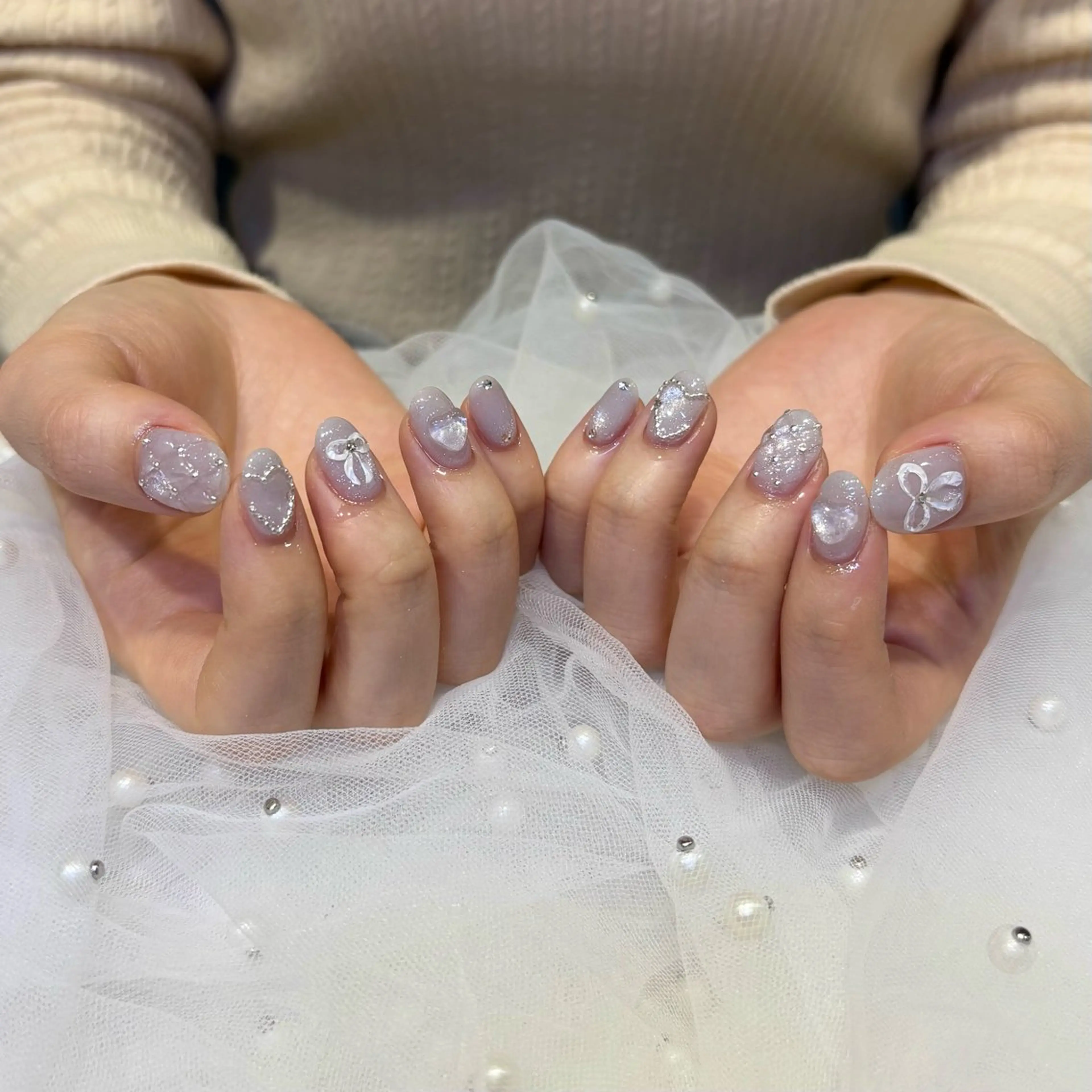 ネイル ぷっくりネイル パープル ハンドネイル 荒巻 めいのネイルデザイン