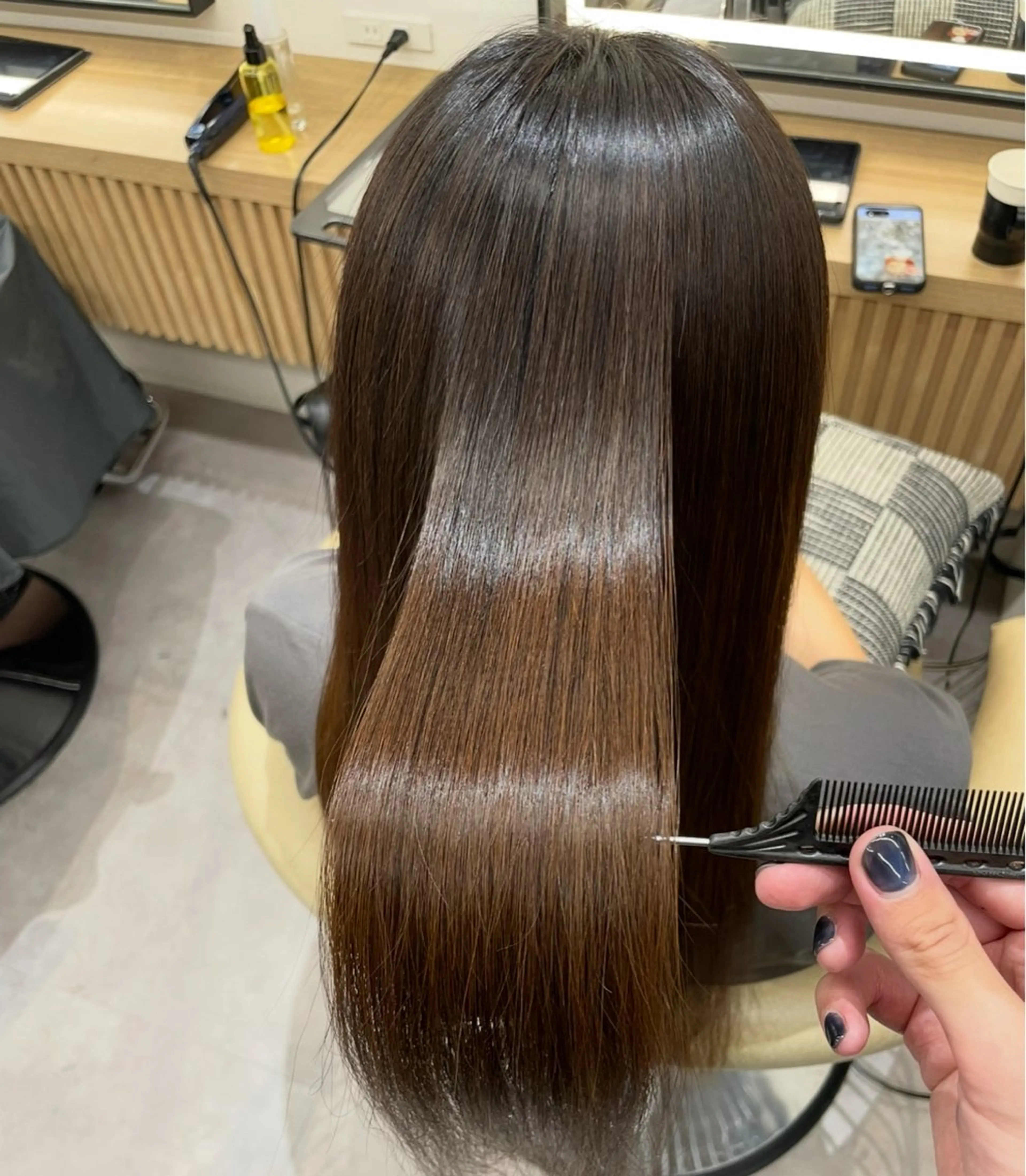 ロング 切りっぱなしボブ ボブ 顔周りカット ハッシュカット ハイレイヤー カット 縮毛矯正 ボブ/縮毛矯正/美髪 髪質改善/大和田拓夢のヘアスタイル