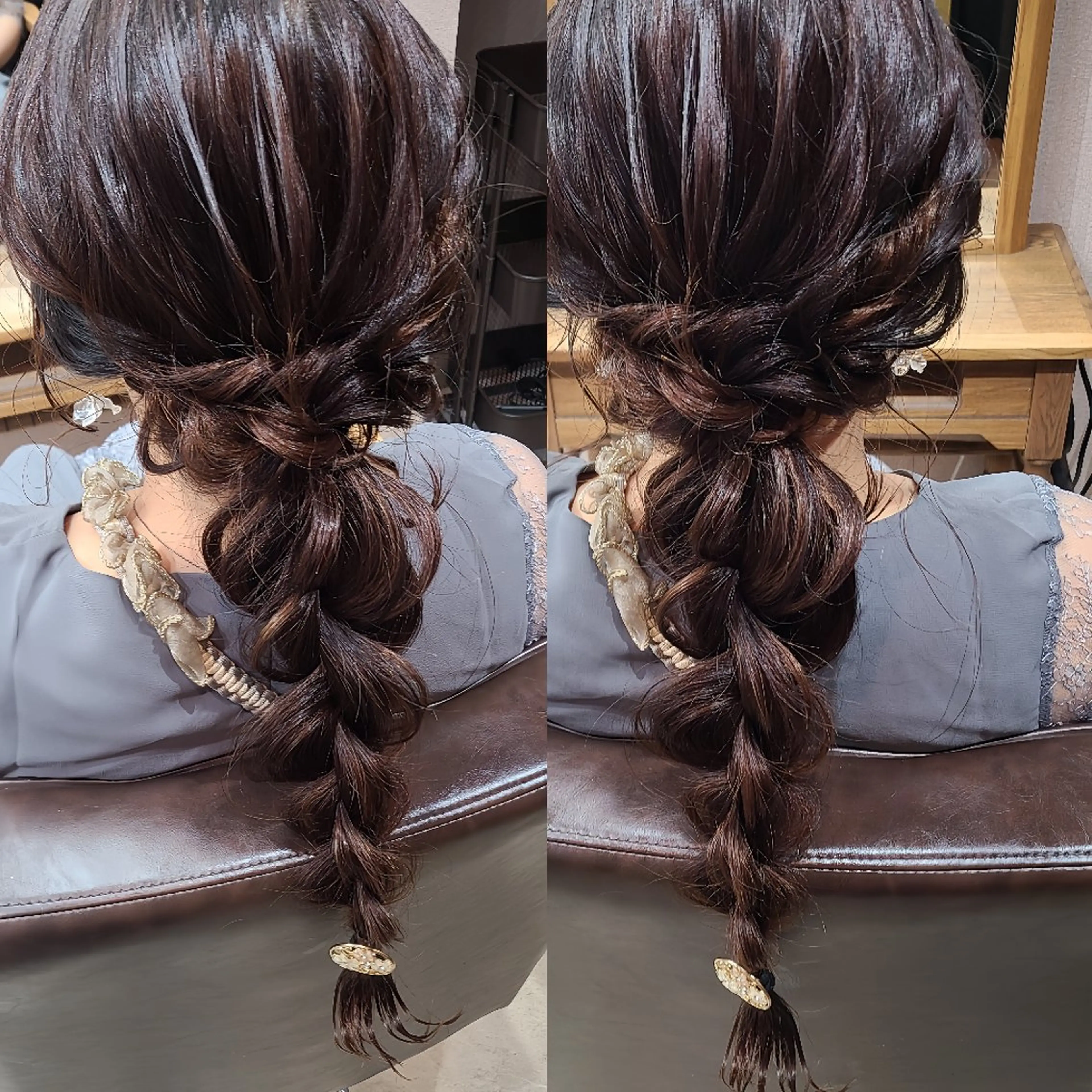 似合わせスタイリストによるヘアアレンジ、メイクの写真