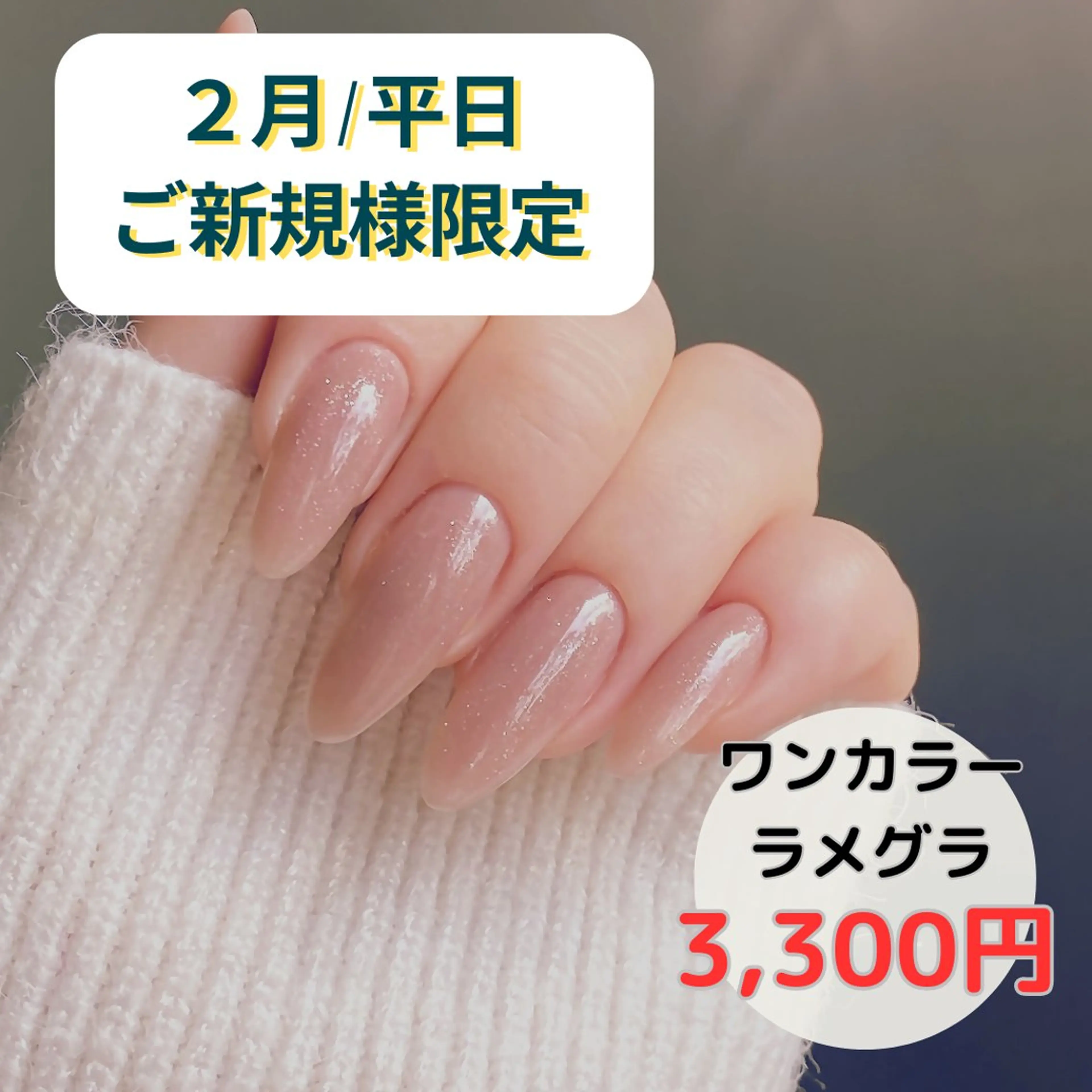 【ご新規様キャンペーン】２月/平日限定⭐️ワンカラー・ラメグラ（付替オフあり）¥3,300の写真