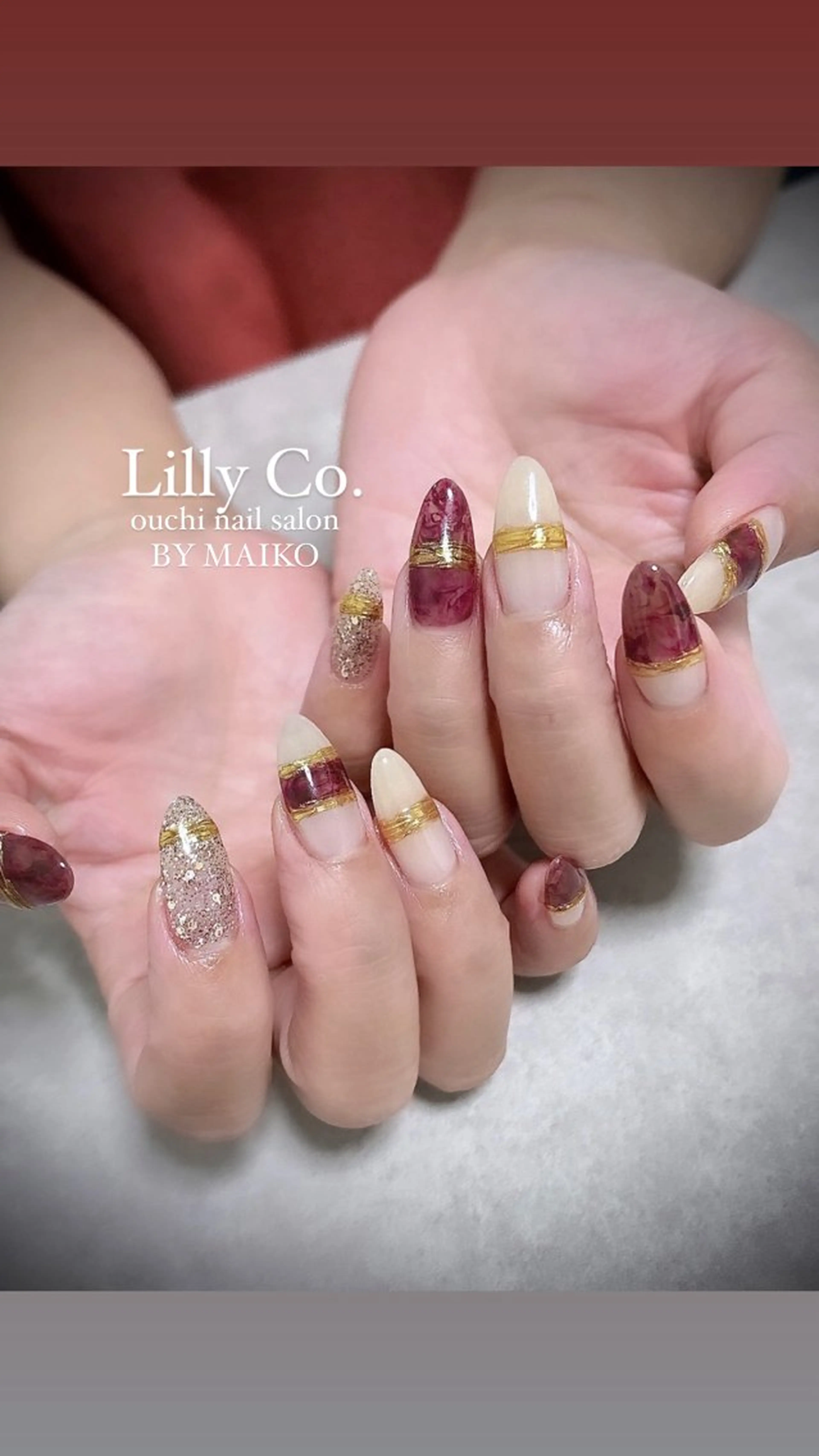 ネイル ニュアンスネイル パープル ハンドネイル ハンドケア Lilly Co.のネイルデザイン