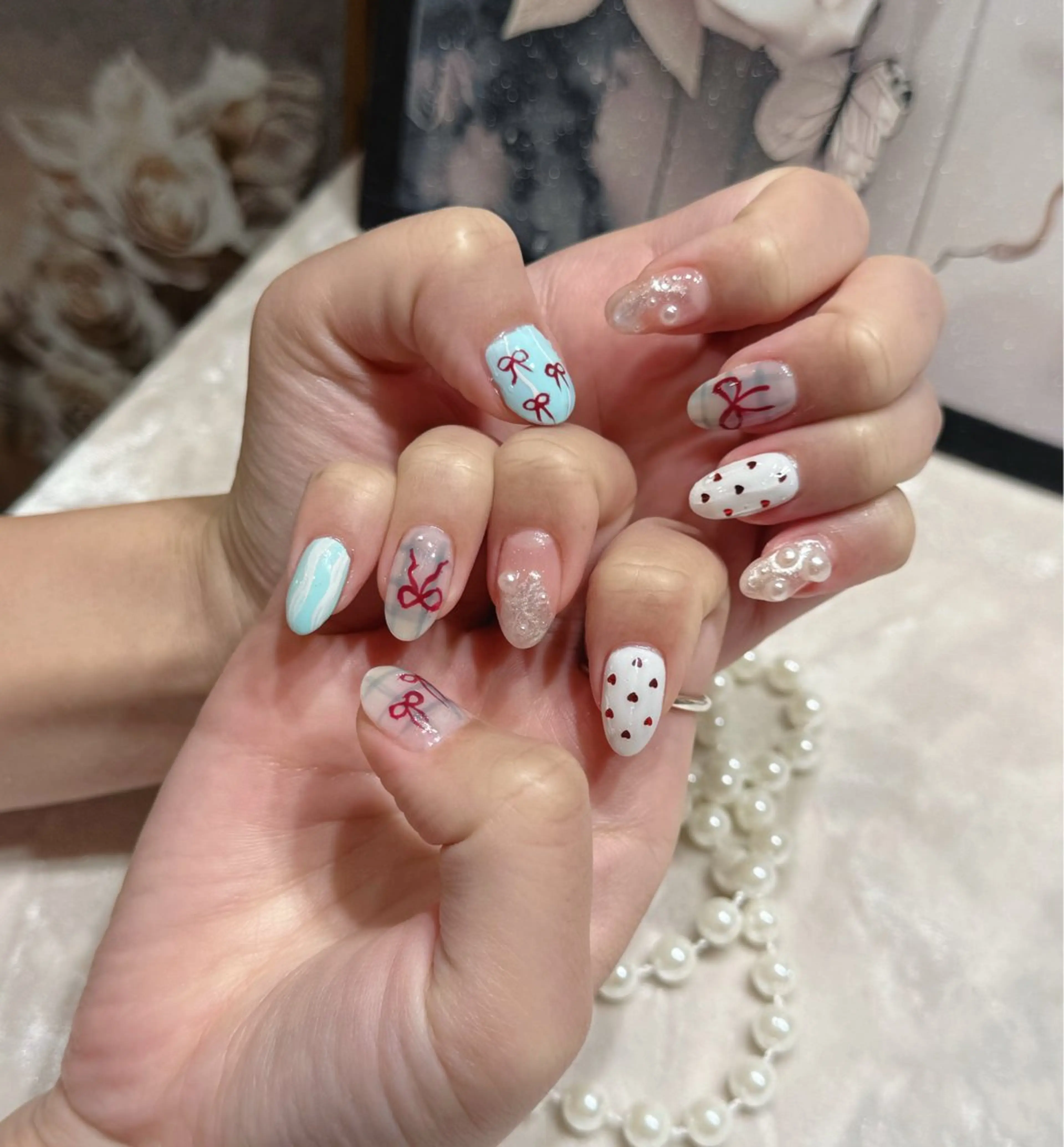 ネイル アートネイル フットネイル ジェルネイル ハート マグネットネイル Babarla　Nail　Salon所属・babarla Nailのネイルデザイン